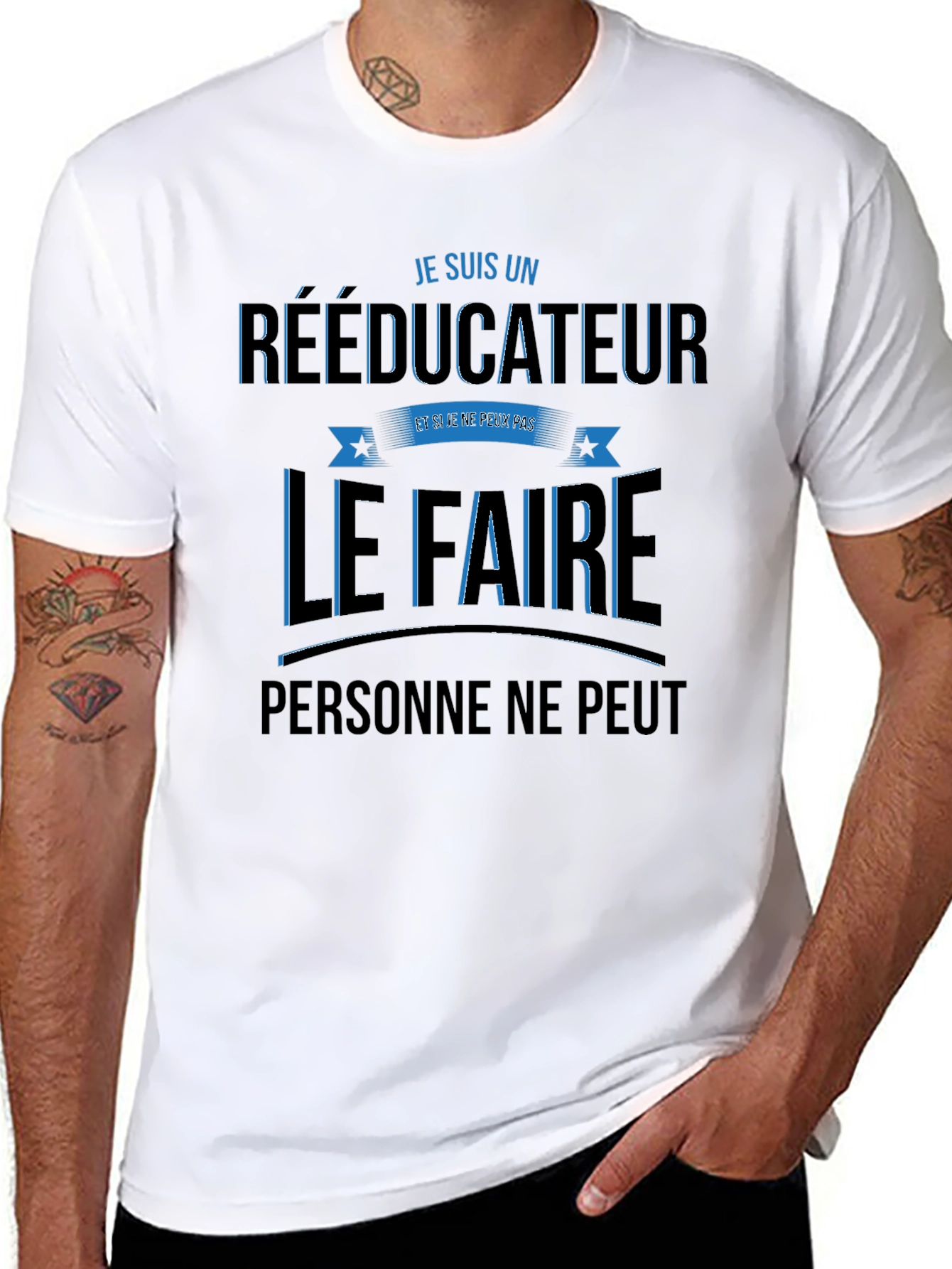 Black RÉÉDUCATEUR T-Shirt - Funny Profession Tee view 8
