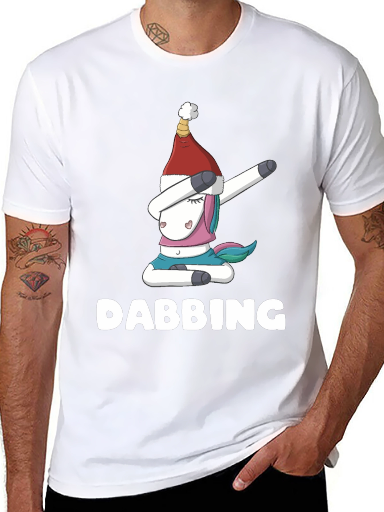 Black Dabbing Unicorn Christmas Shirt view 8