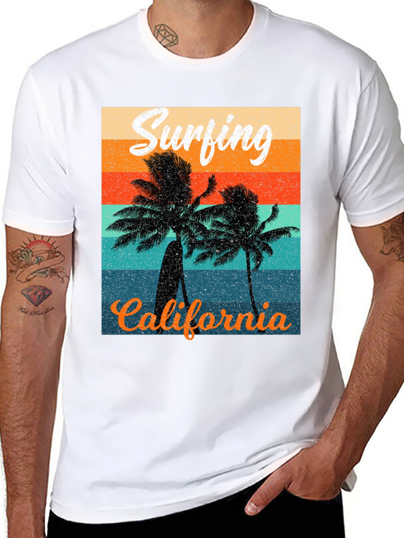 Black Retro Surfing California Graphic Tee view 8