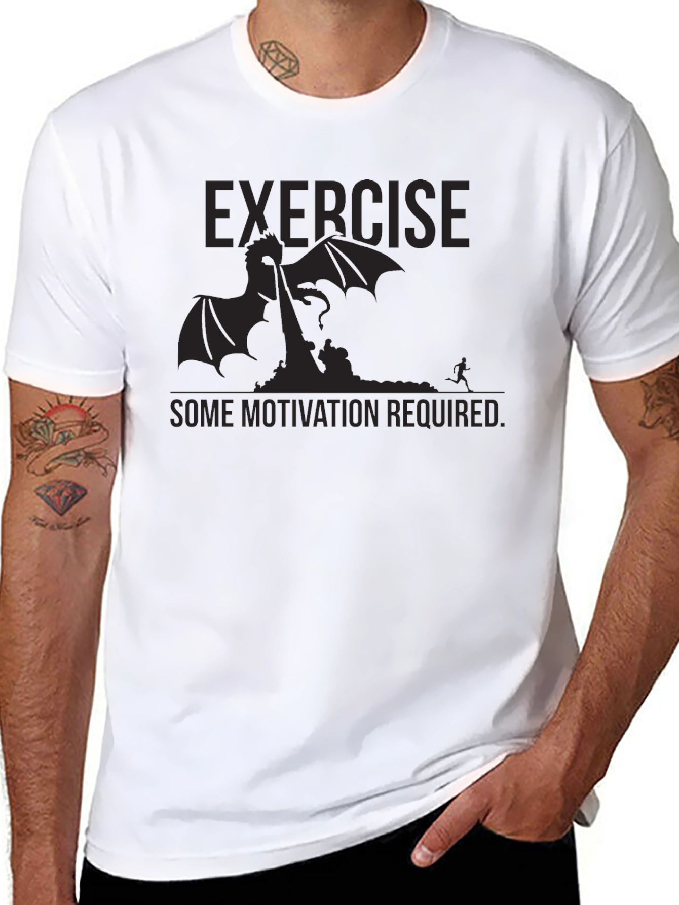 Black Exercise Motivation Dragon T-Shirt view 8