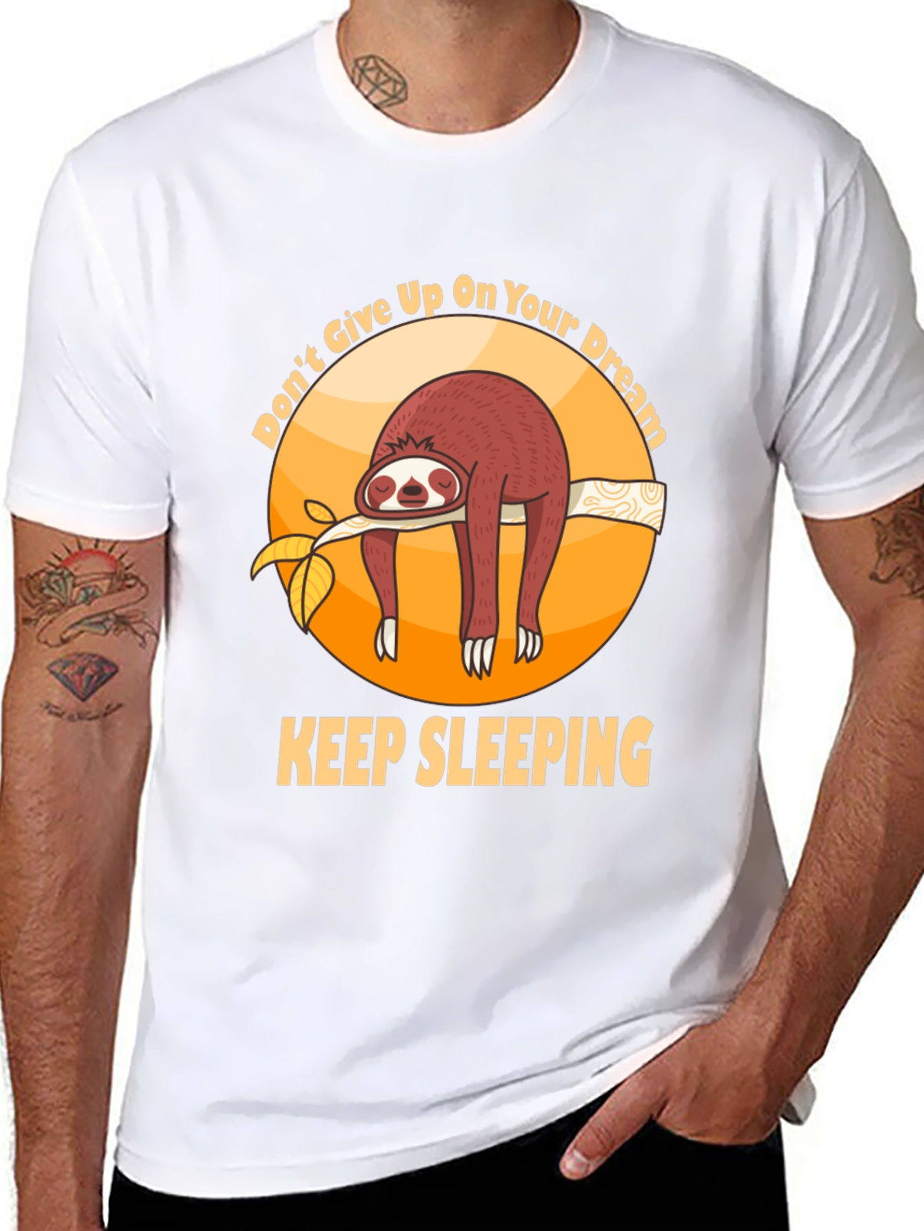 Black Don't Give Up On Your Dream Sloth T-shirt view 8