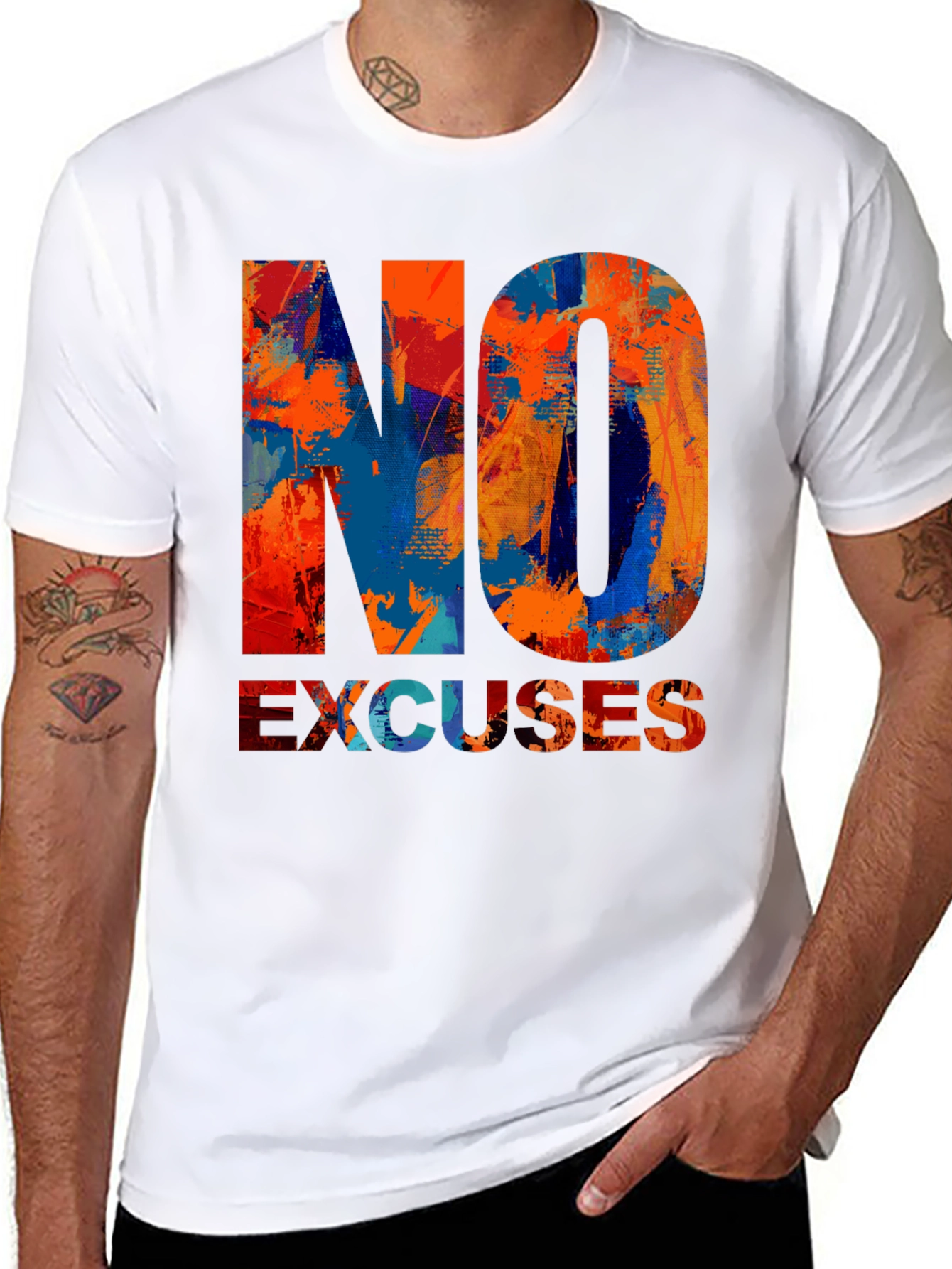 Black No Excuses Graphic T-Shirt - Motivational Design view 8