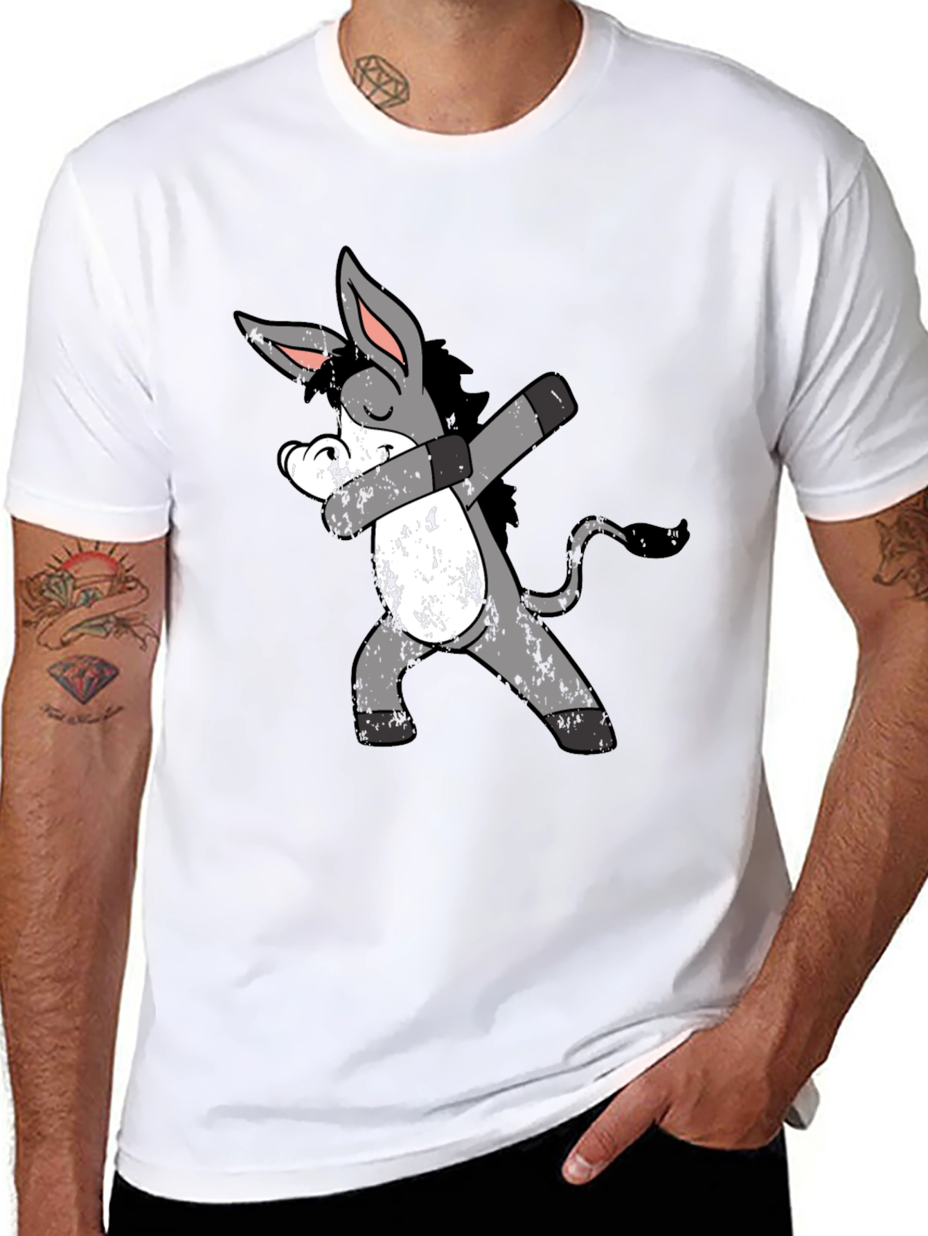 Black Dabbing Donkey Graphic Tee - Unique & Funny view 8