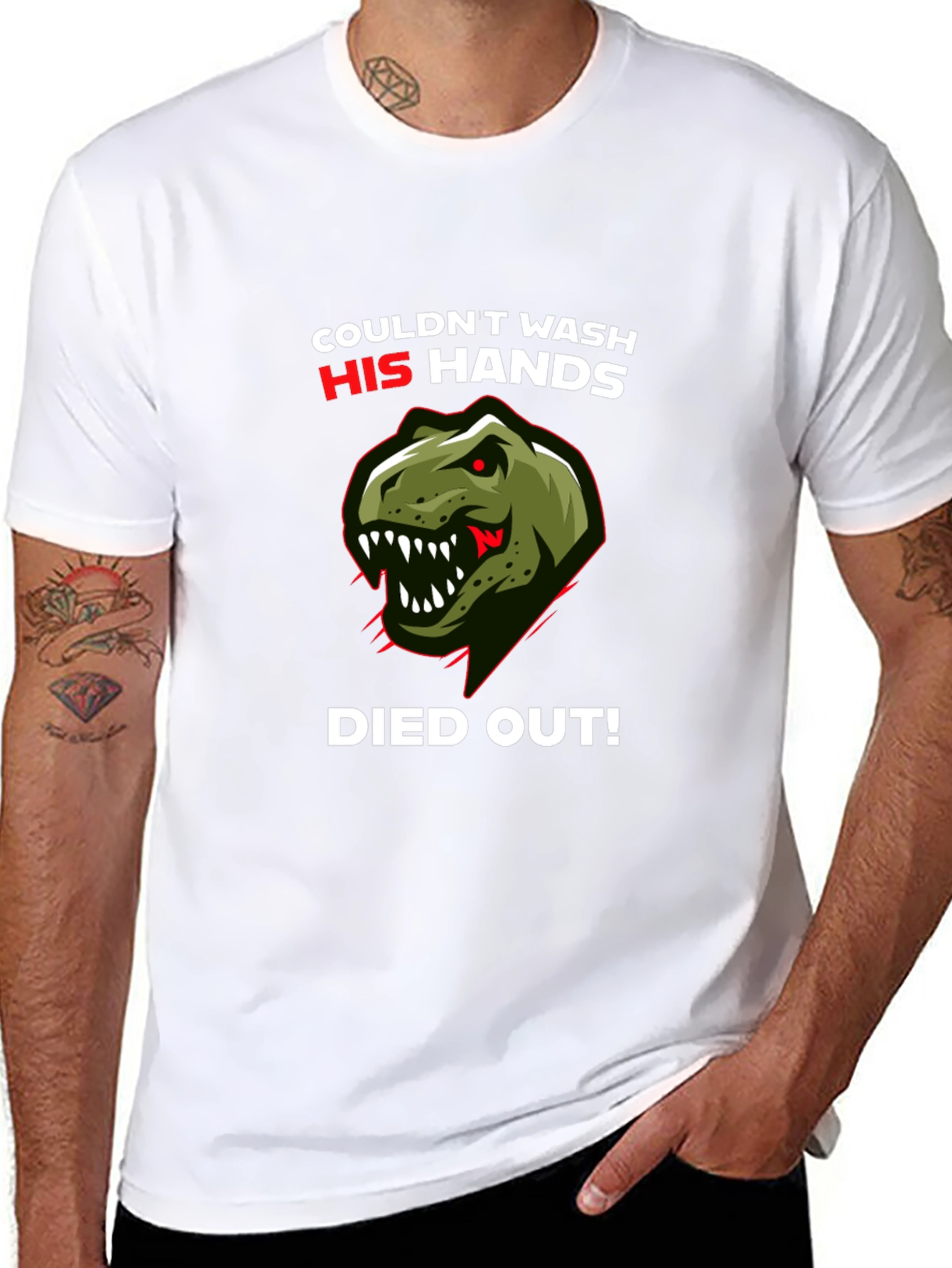 Dinosaur T-Shirt: Couldn't Wash Hands, Died Out! - 8