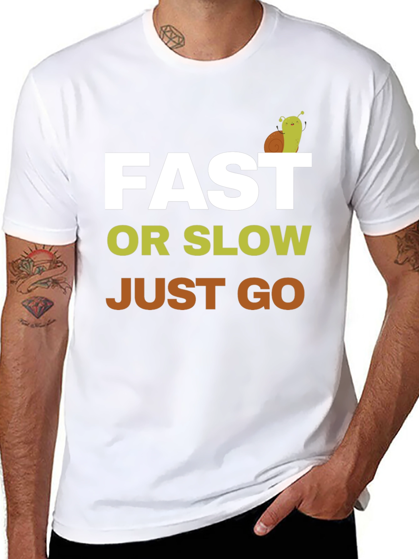 Fast or Slow Just Go T-Shirt - Motivation Tee - 8