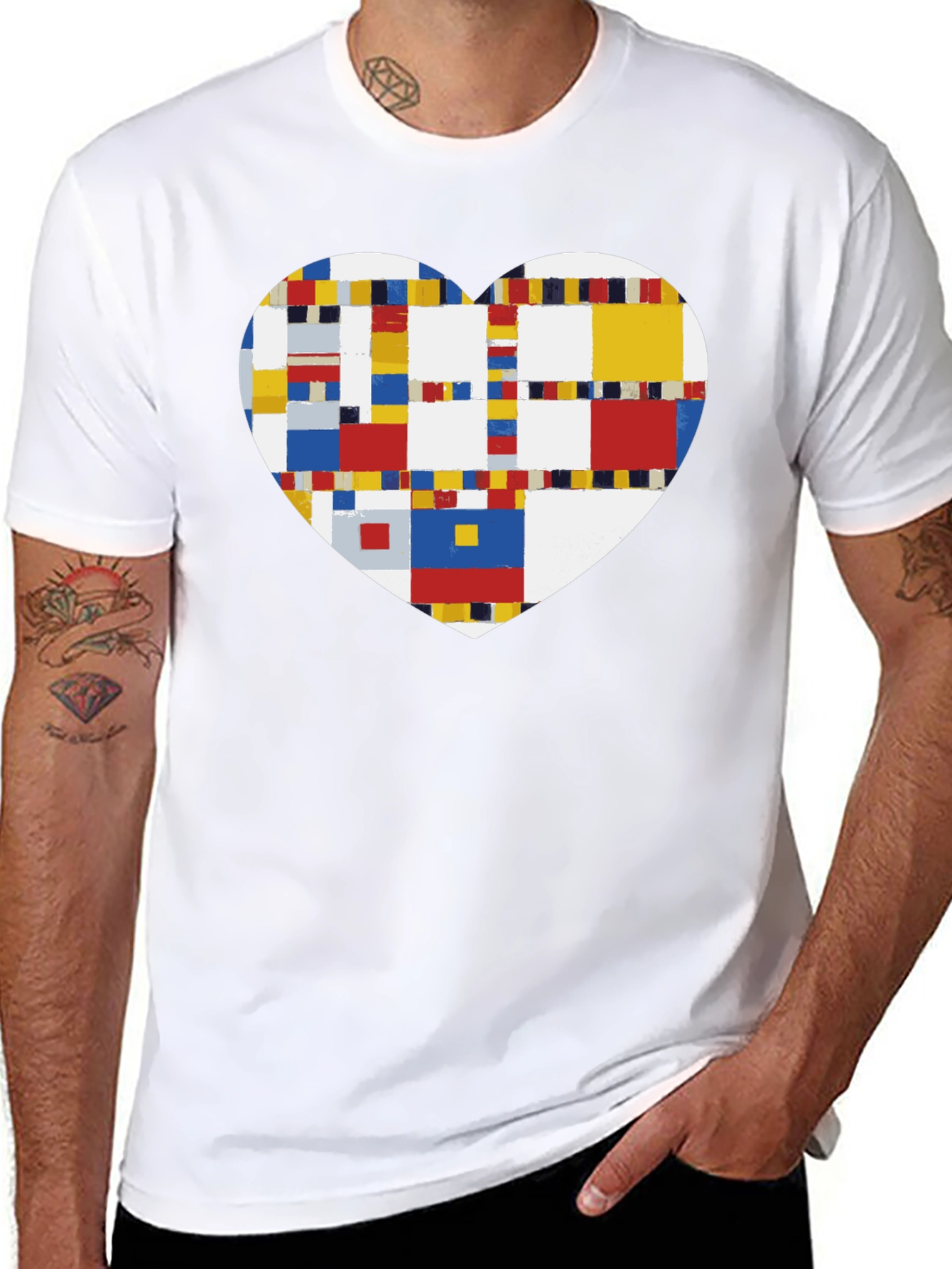 Black Mondrian Heart Graphic Tee - Black view 8