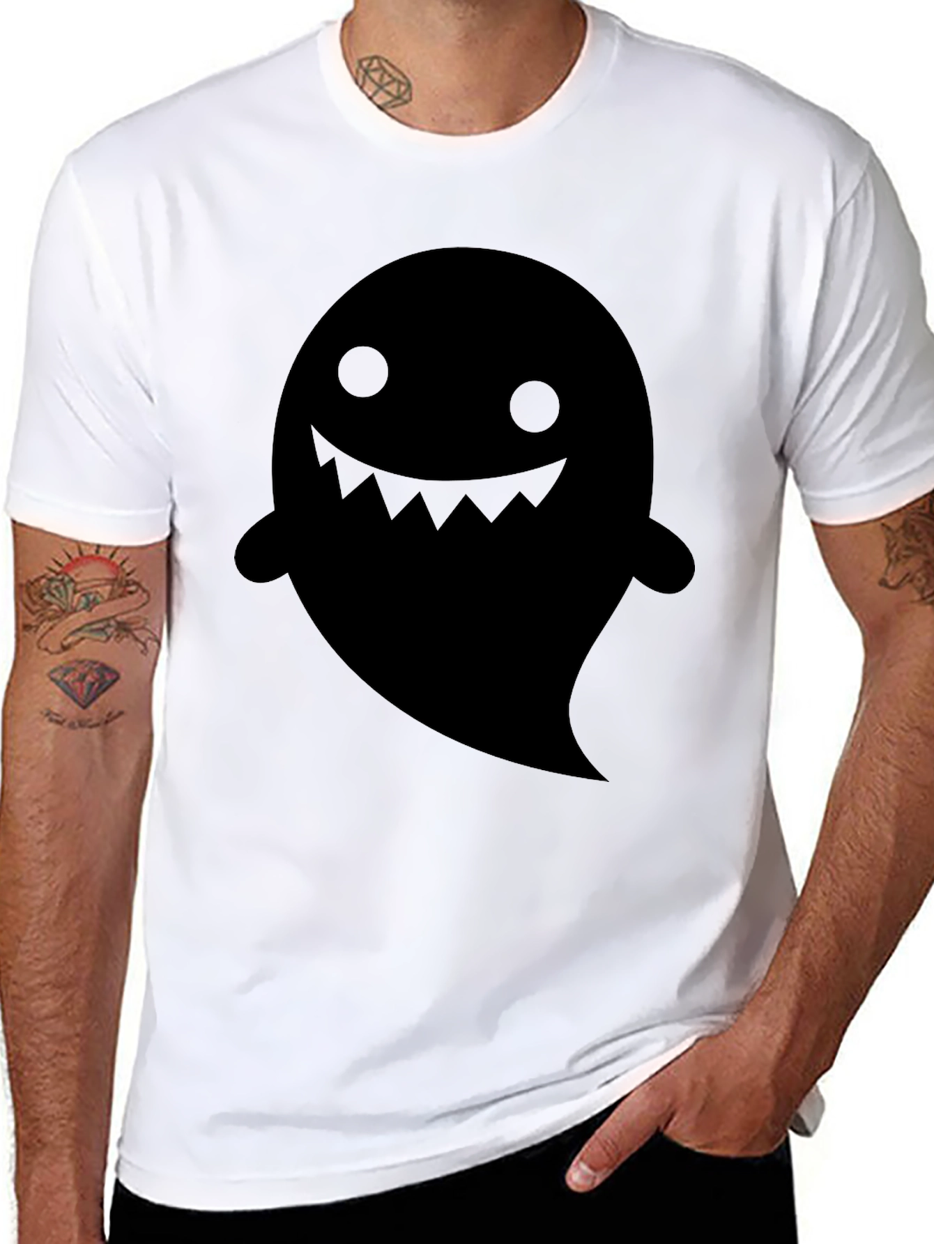 Black Spooky Ghost Graphic Tee - Black view 8