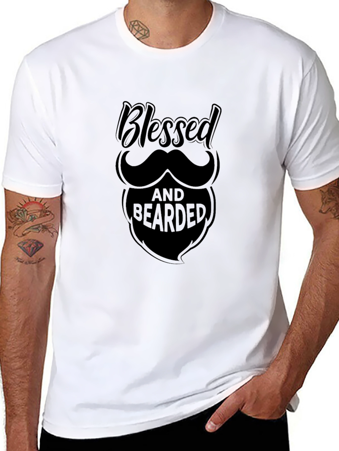 Black Blessed and Bearded Graphic T-Shirt - Black view 8