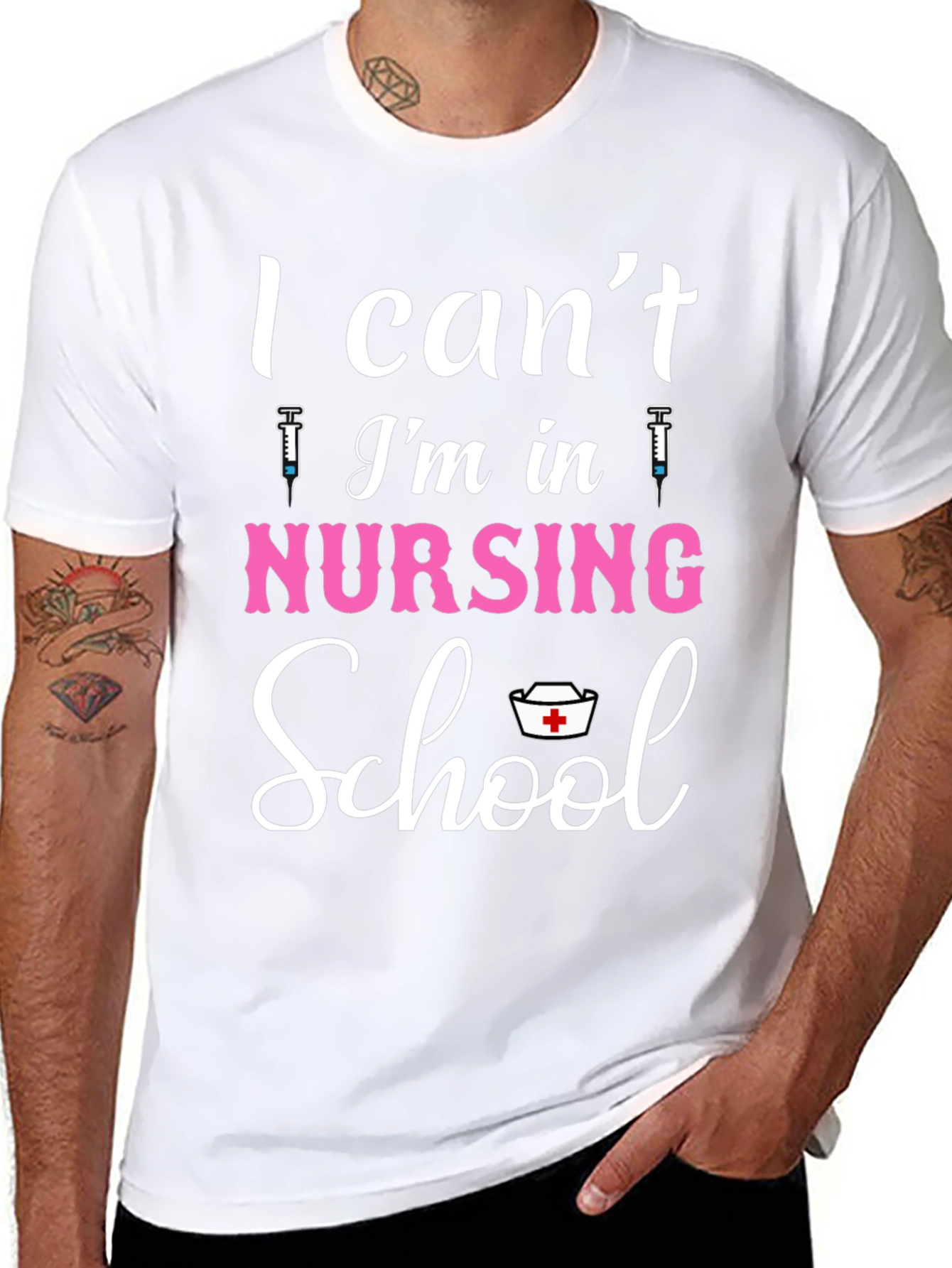 Black Nursing School T-Shirt - I Can't, I'm in Nursing School view 8