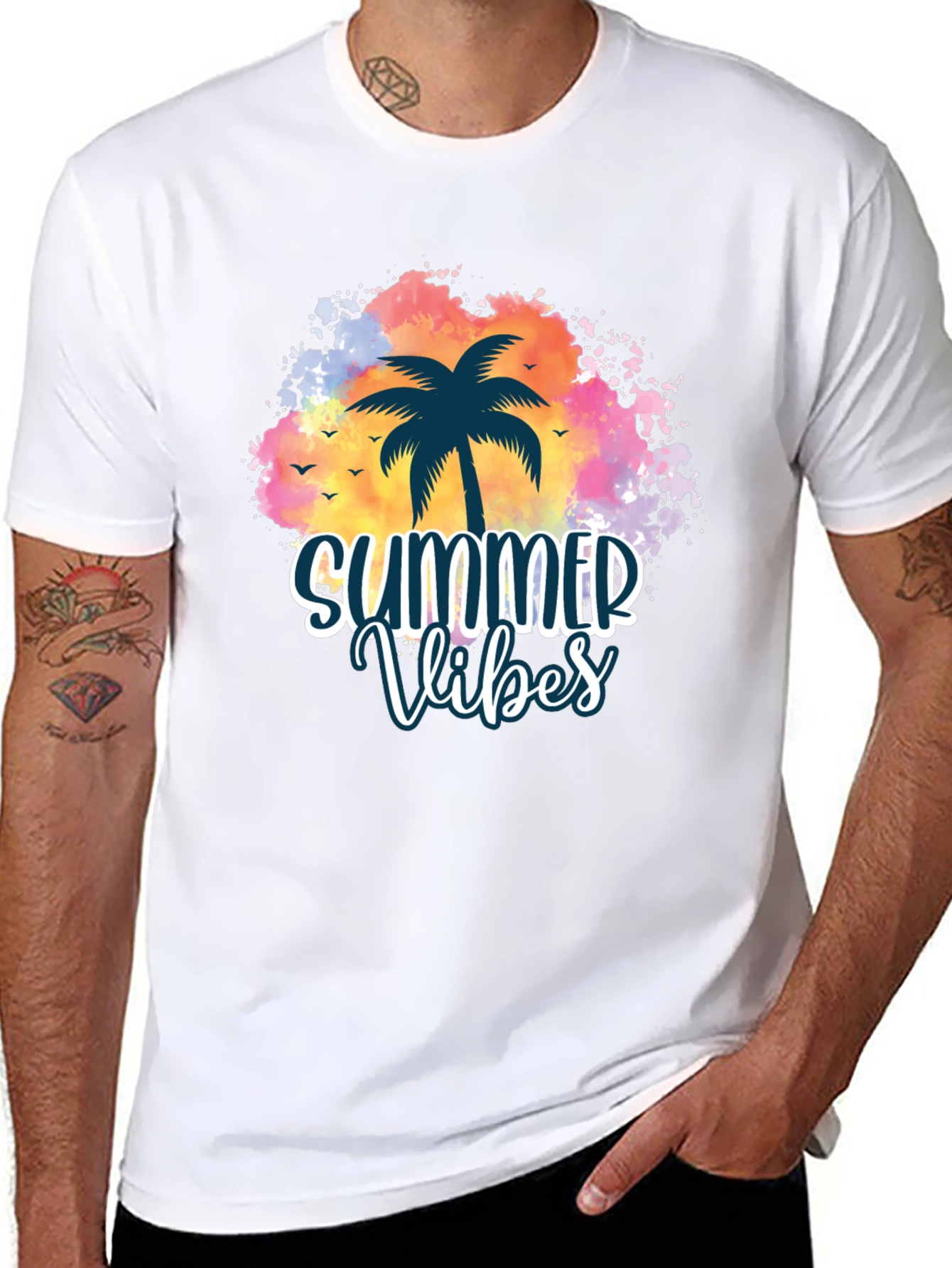 Summer Vibes Palm Tree Graphic Tee - 8