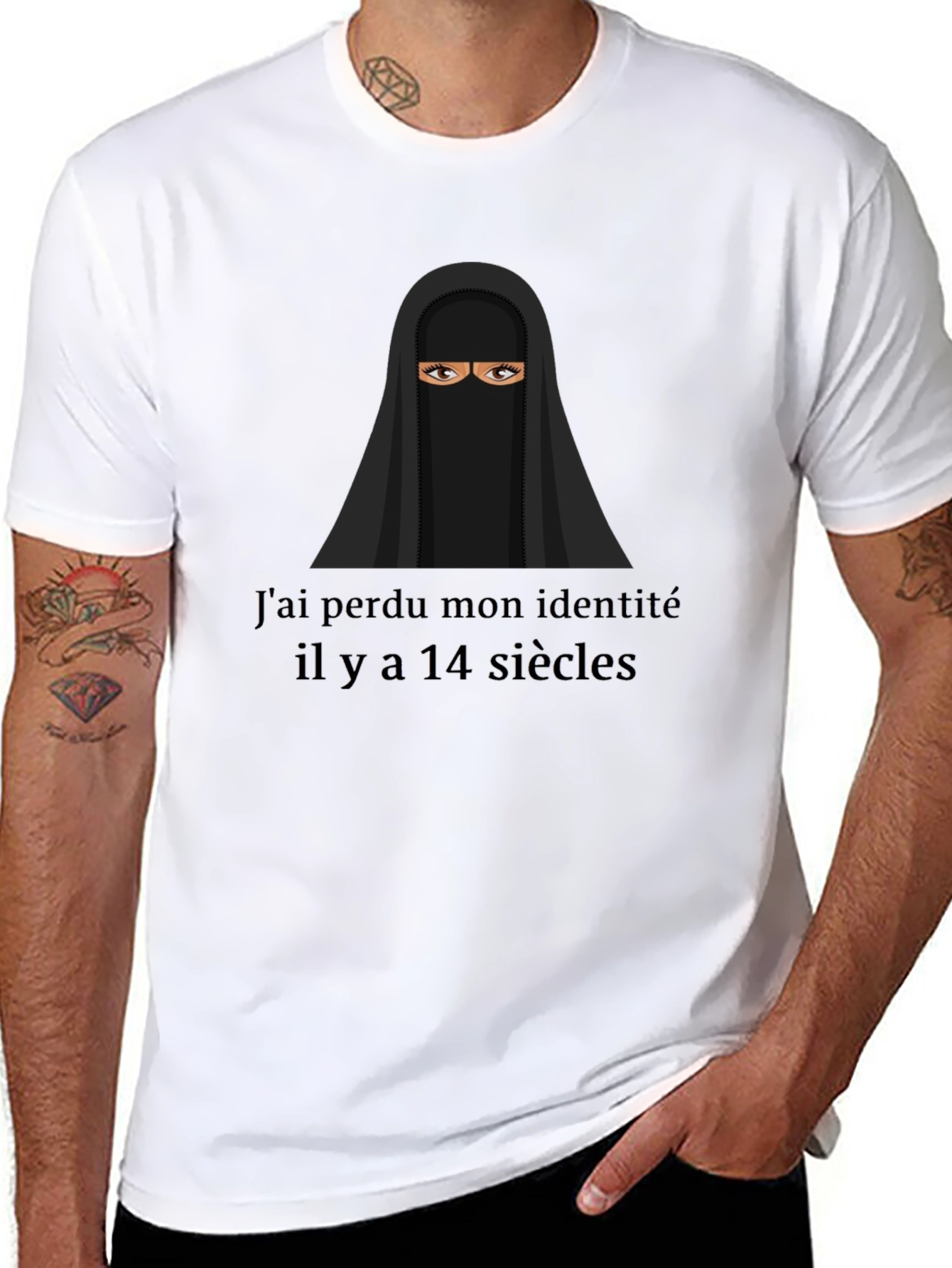 Black Veiled Identity Tee - Unisex Cotton T-Shirt view 8