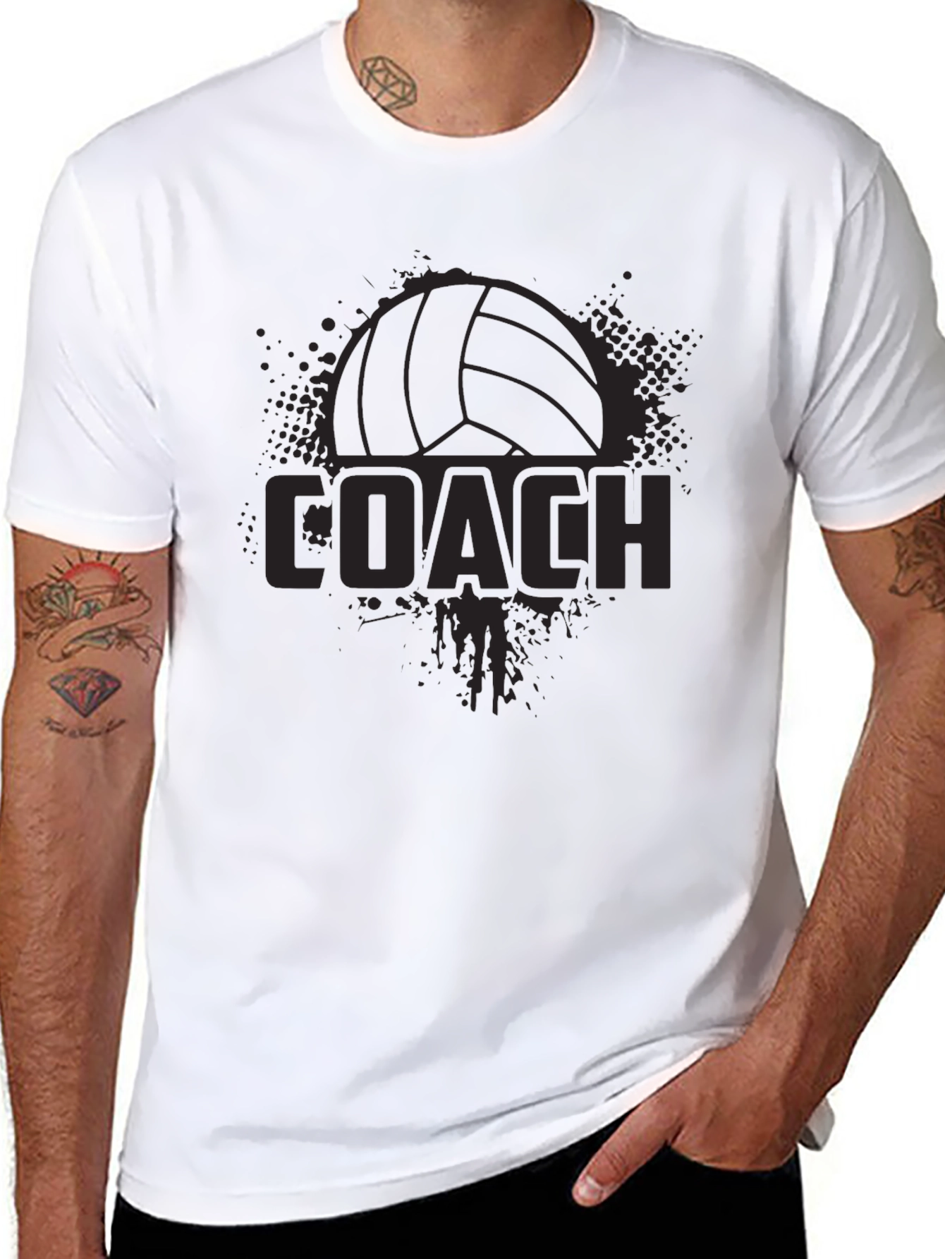 Black Volleyball Coach Graphic T-Shirt view 8