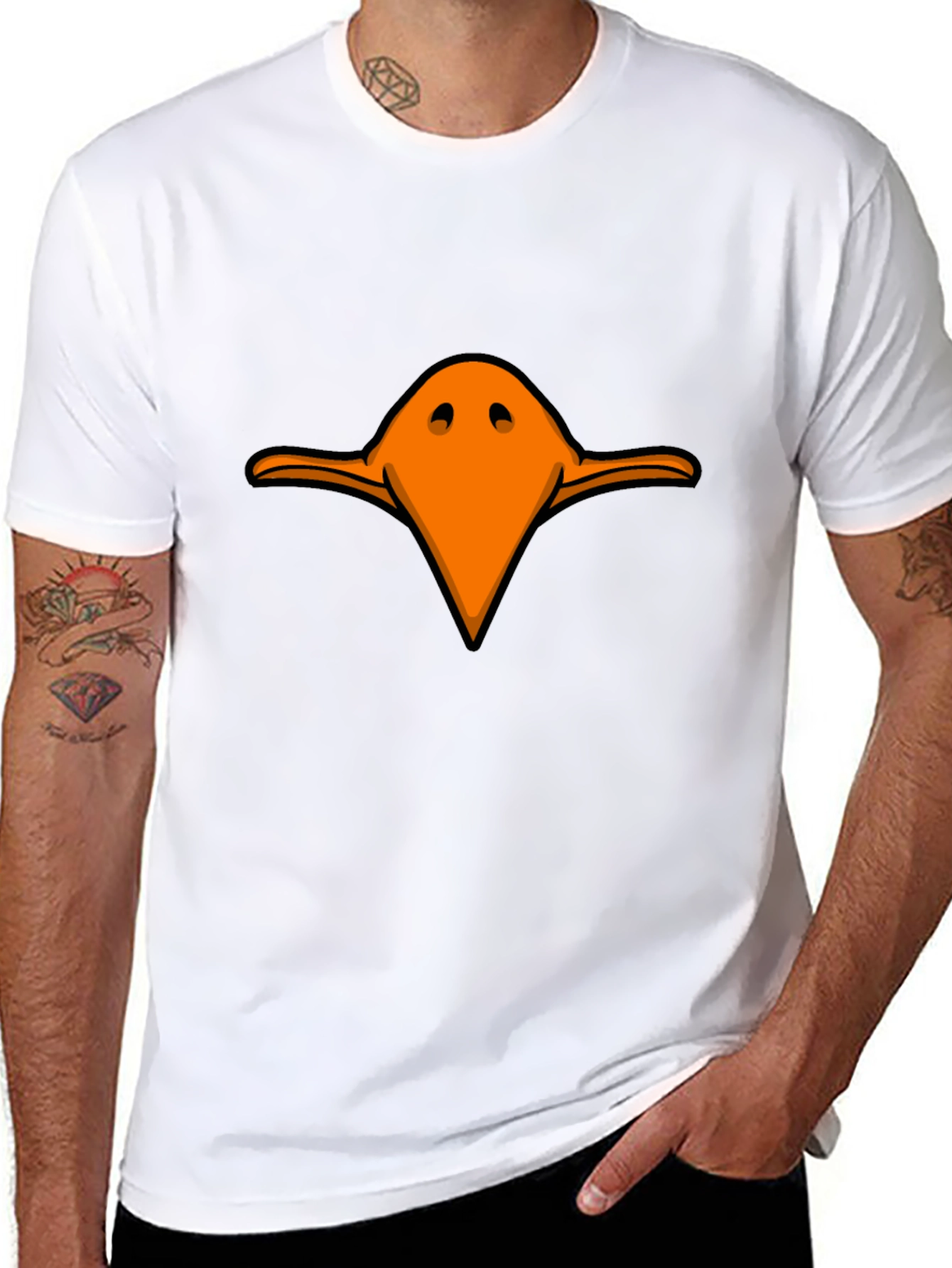 Black Cartoon Bird Beak Graphic T-Shirt view 8