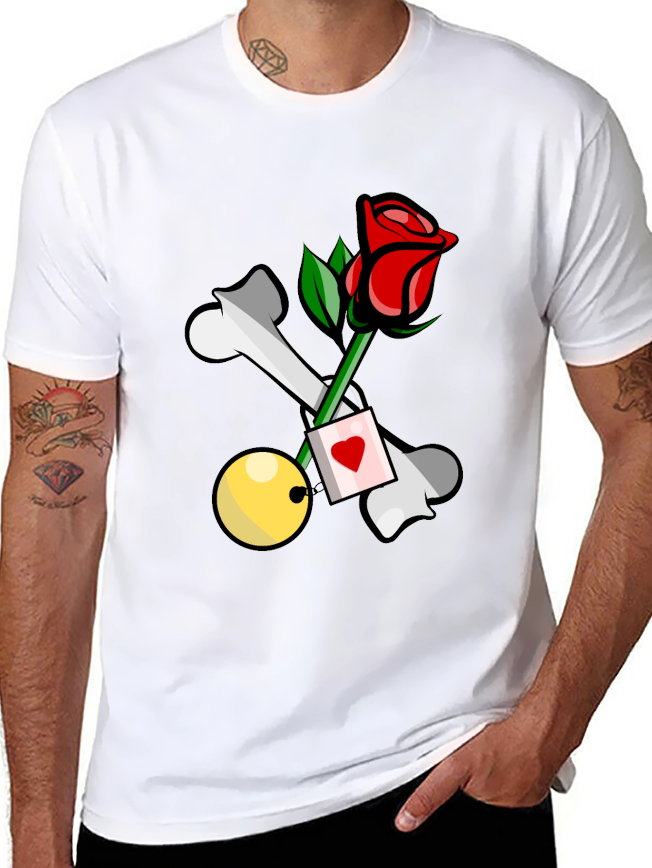 Black Rose & Bones Graphic Tee - Edgy Style view 8