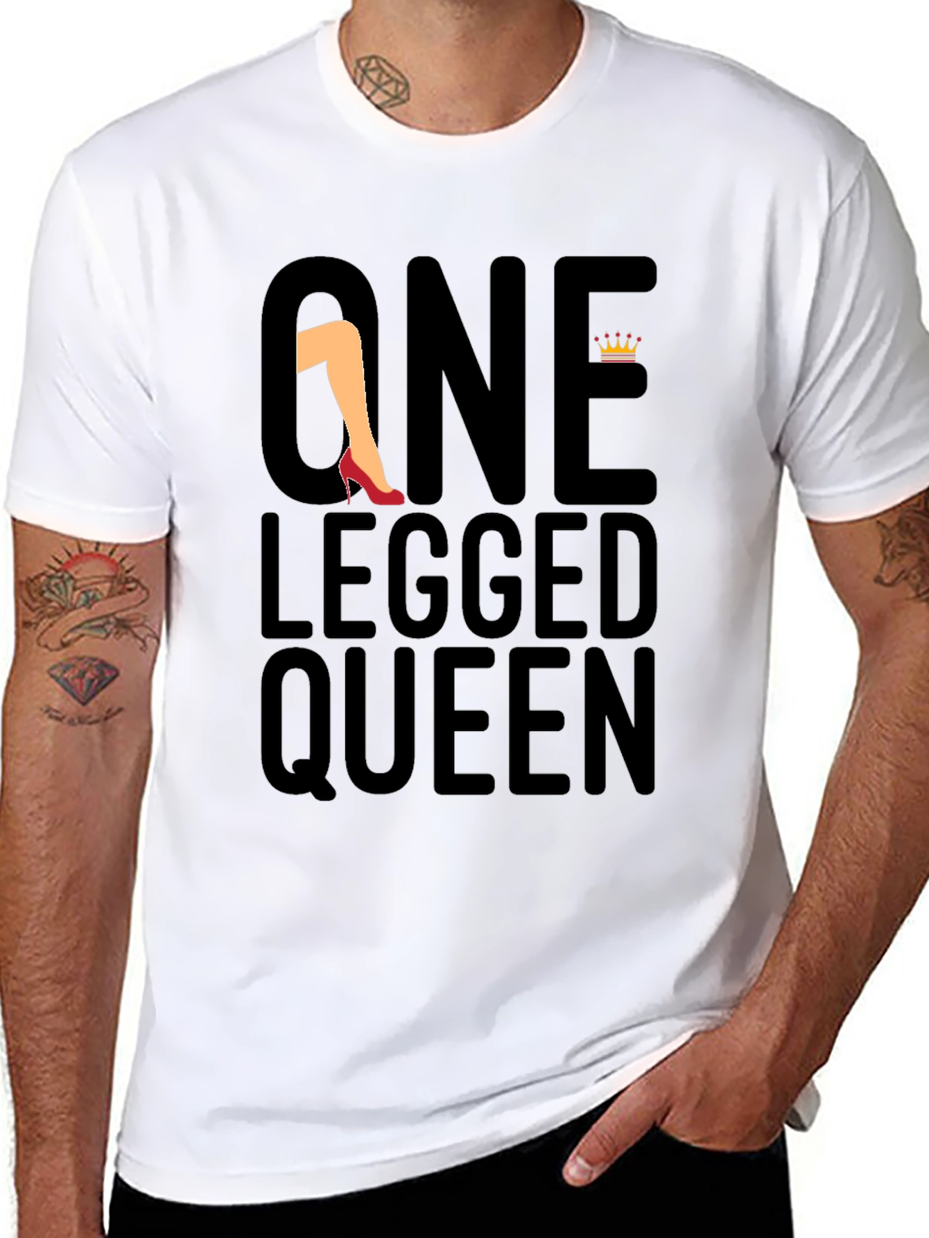 Black One Legged Queen Black Graphic Tee view 8
