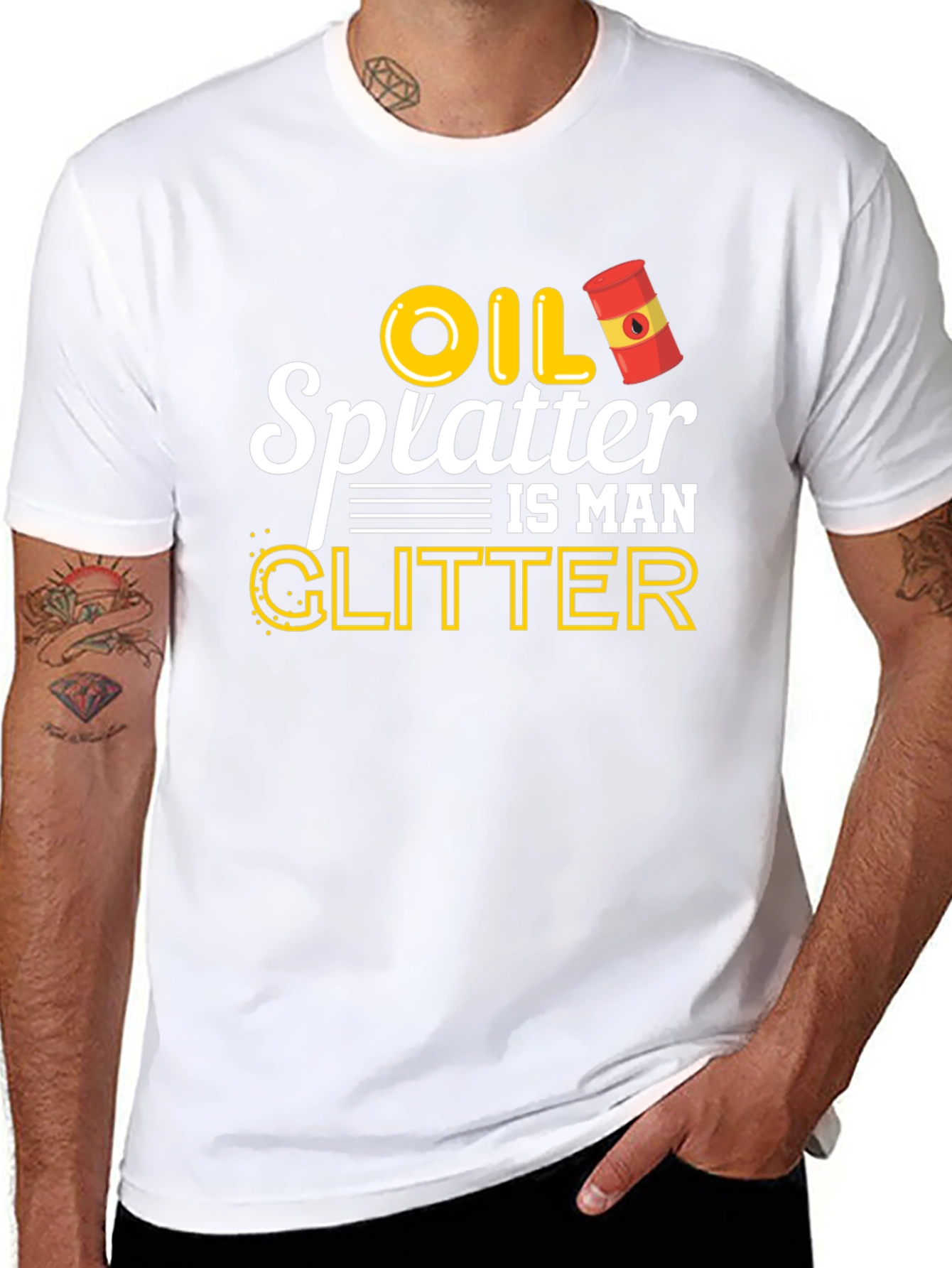 Black Oil Splatter is Man Glitter Graphic T-Shirt view 8
