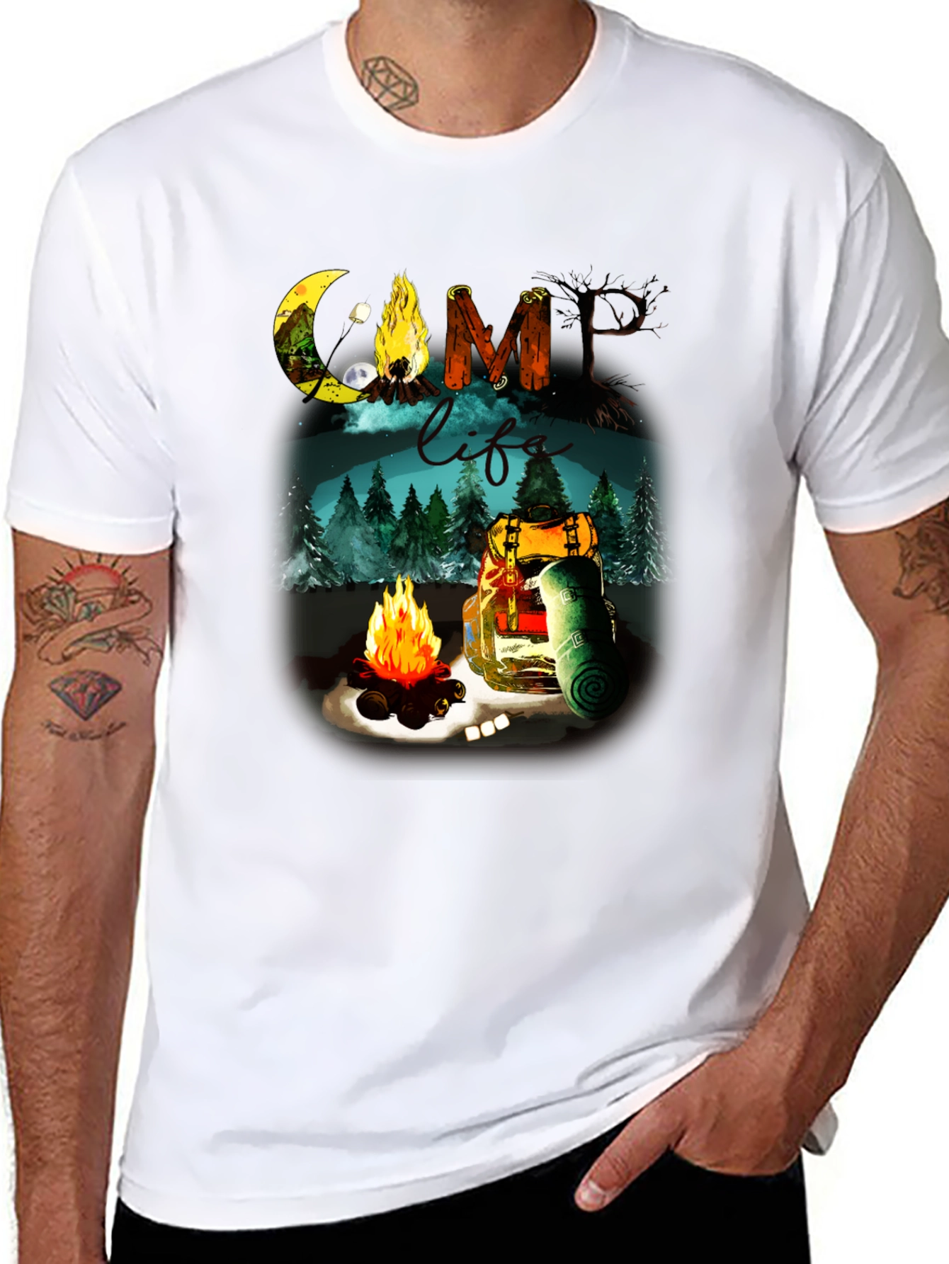 Black Camping Life Graphic Tee - Black Outdoor Adventure Shirt view 8
