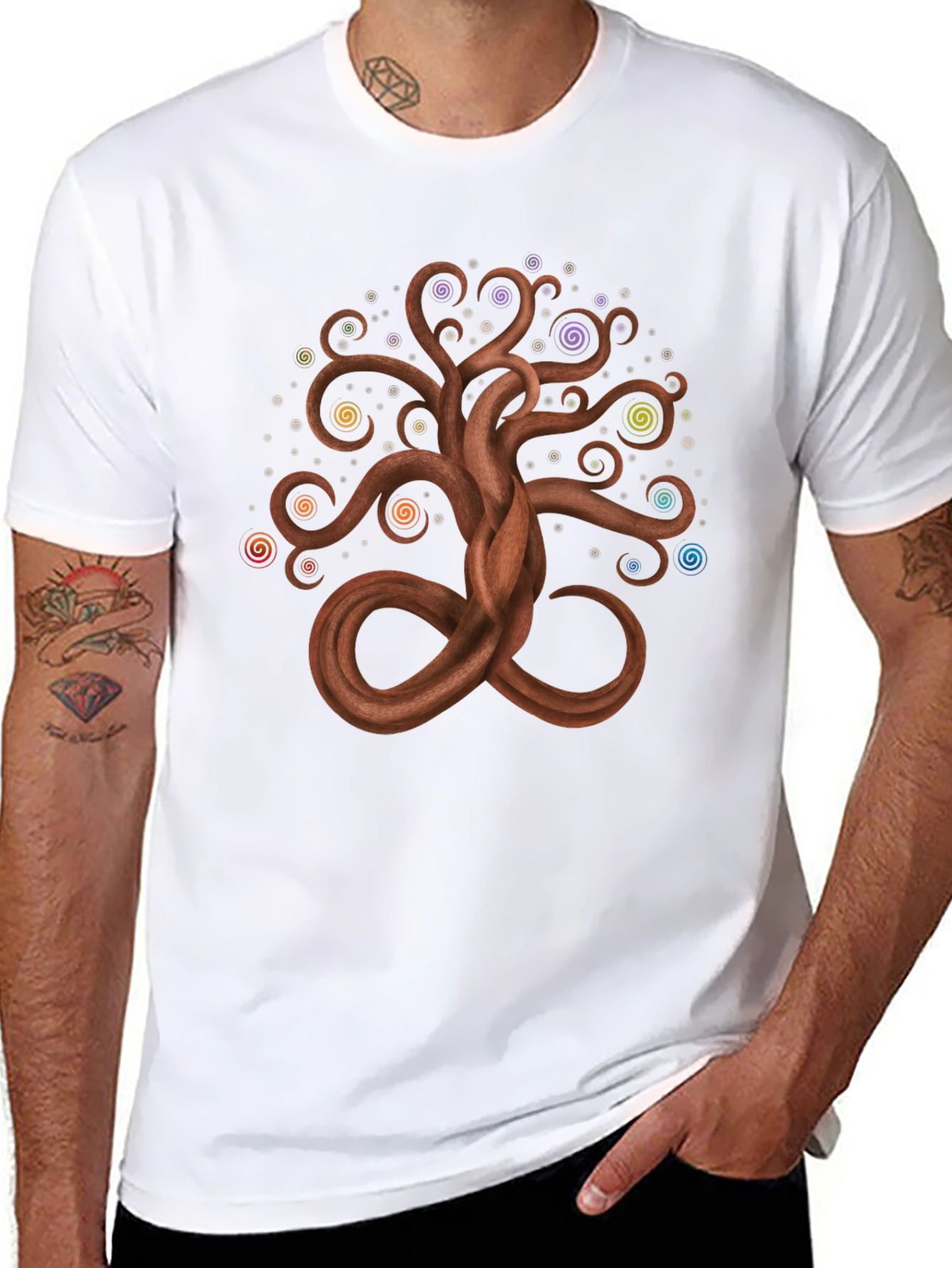 Black Spiral Tree of Life Graphic T-Shirt view 8