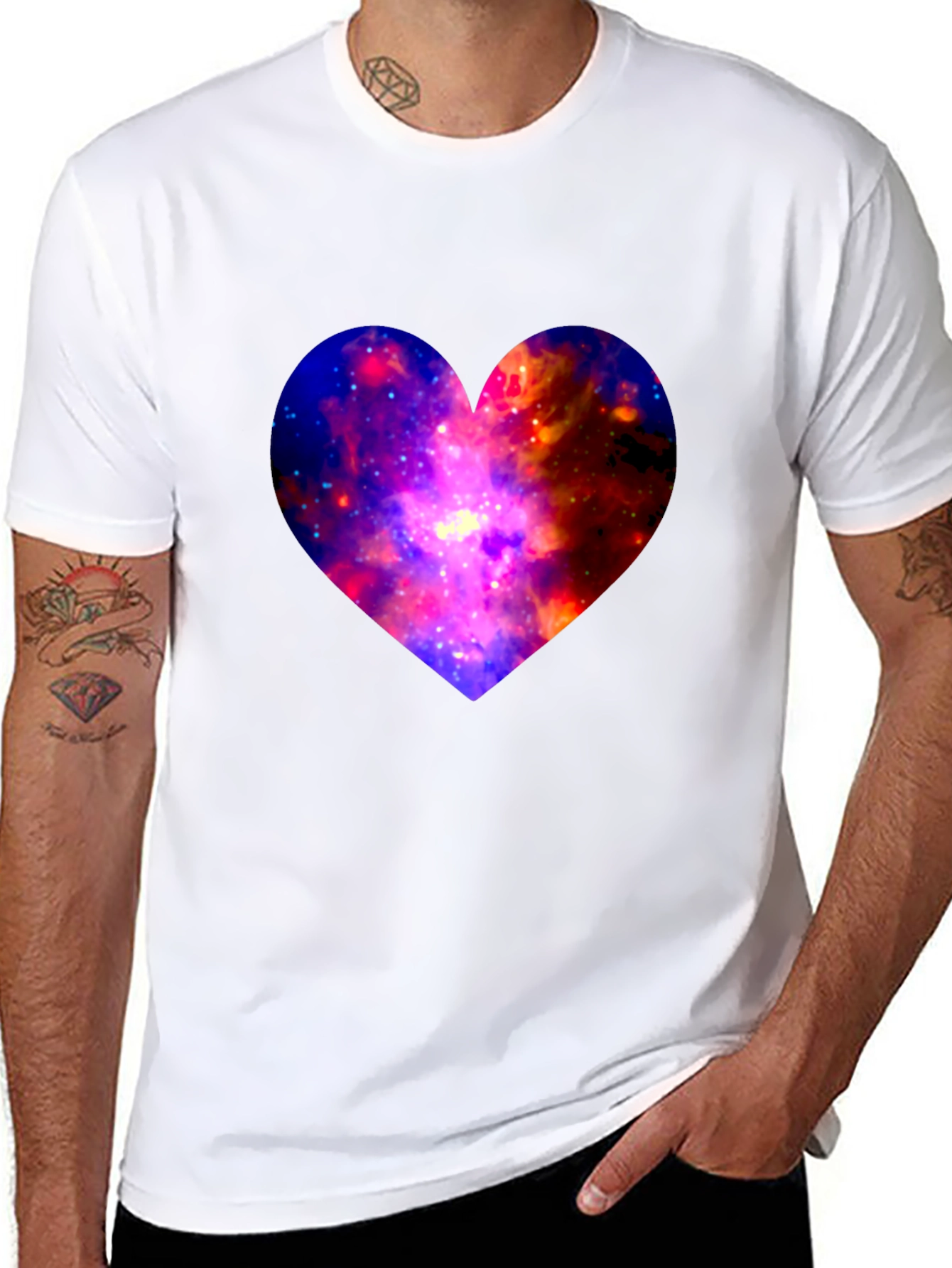 Black Galaxy Heart Graphic Tee - Modern Black T-Shirt view 8