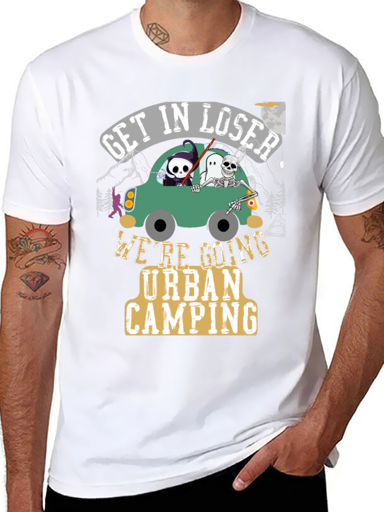Black Get In Loser Urban Camping T-Shirt view 8