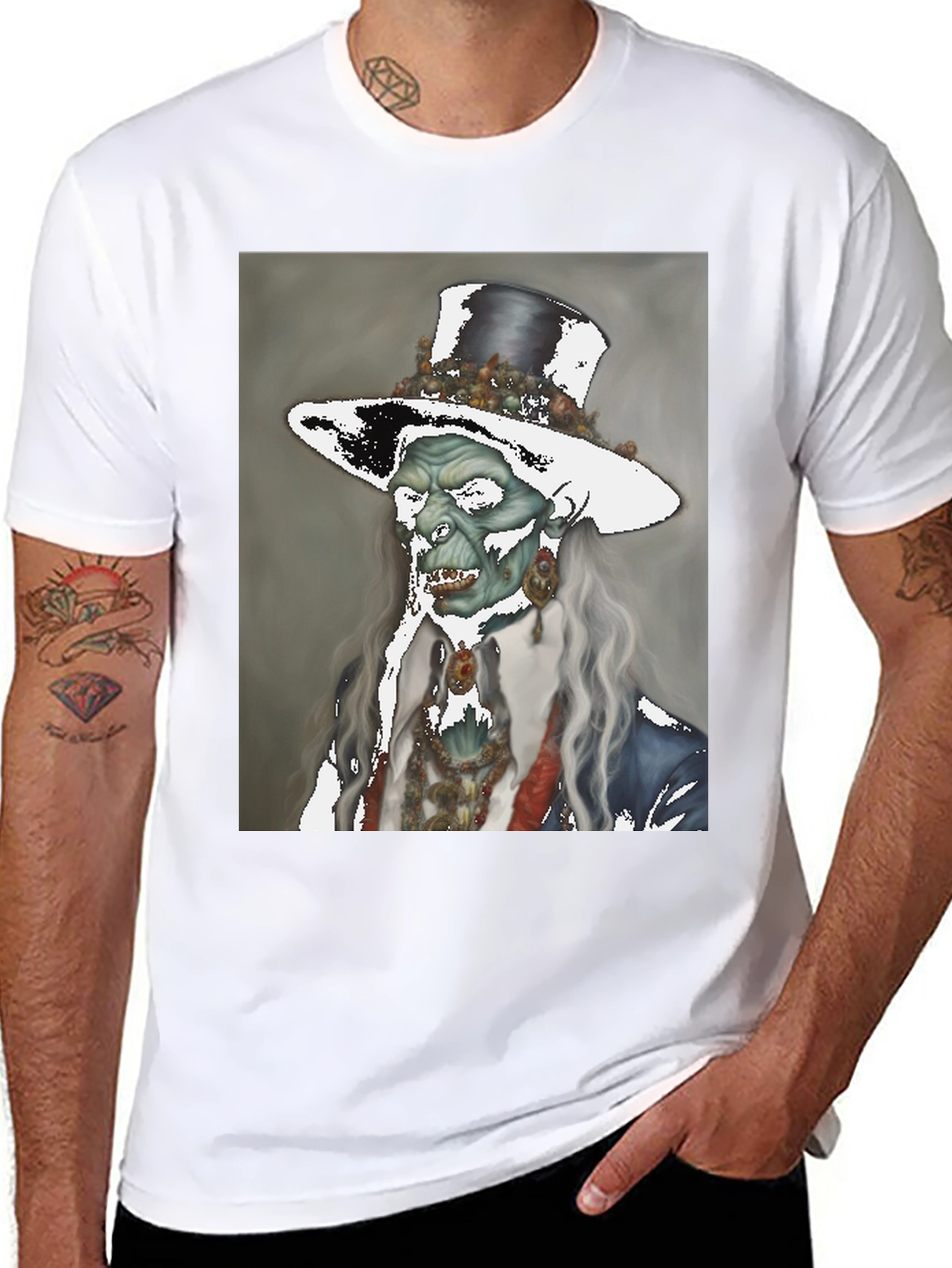 Black Zombie Gentleman T-Shirt - Undead Elegance view 8