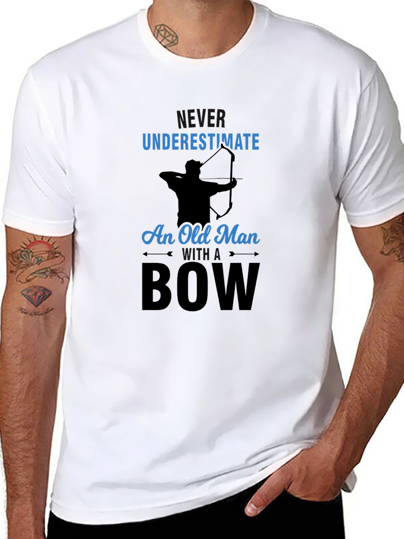 Black Never Underestimate Old Man With a Bow T-Shirt view 8
