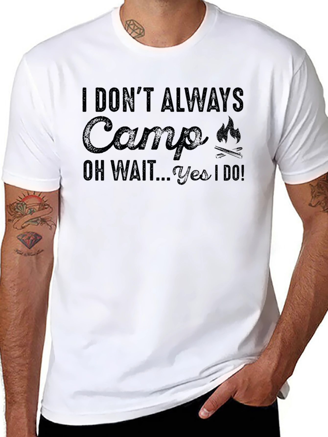 Black Funny Camping Graphic T-Shirt - I Don't Always Camp... view 8