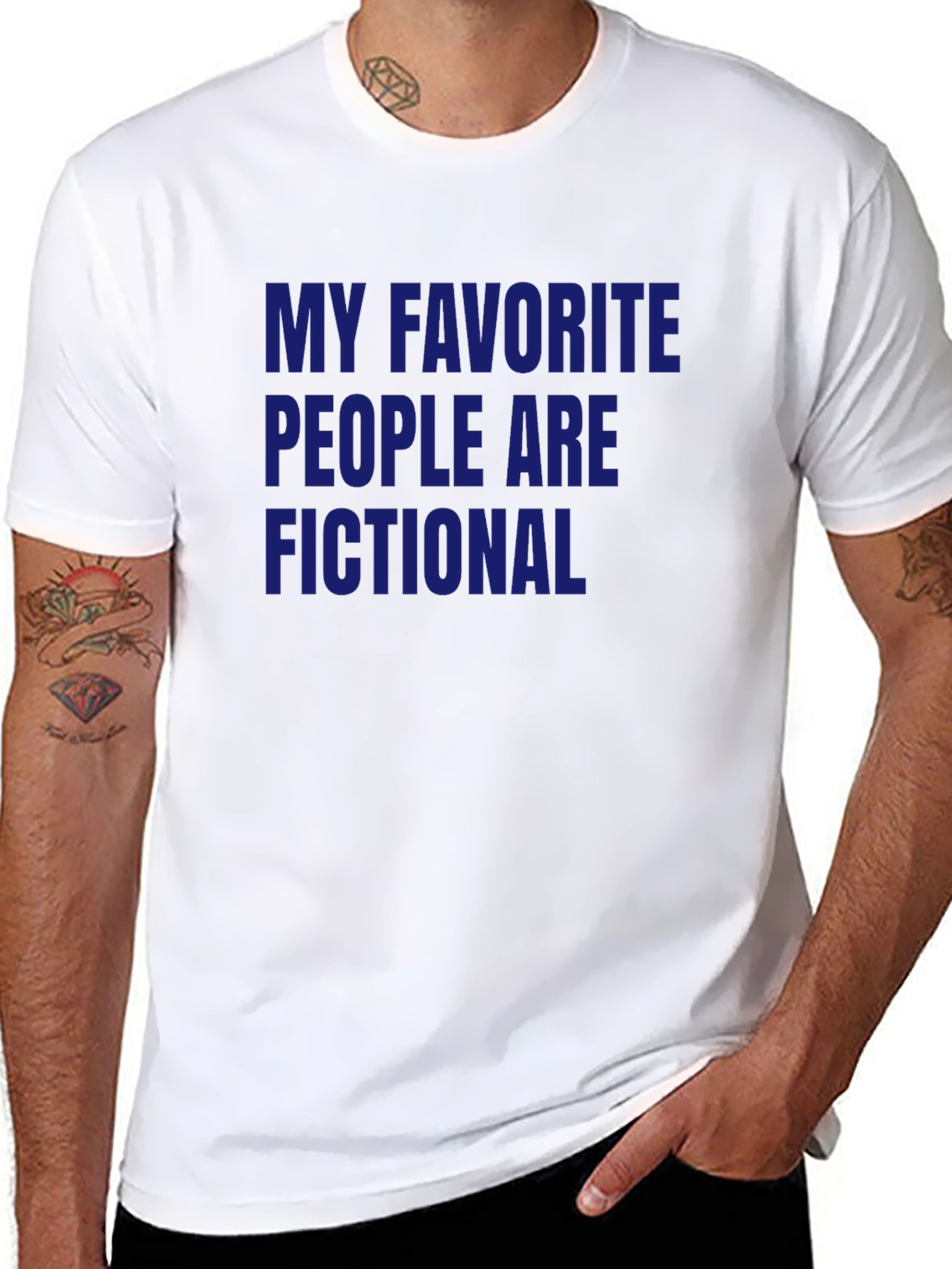 Black Fictional People T-Shirt - Novelty Slogan Tee view 8