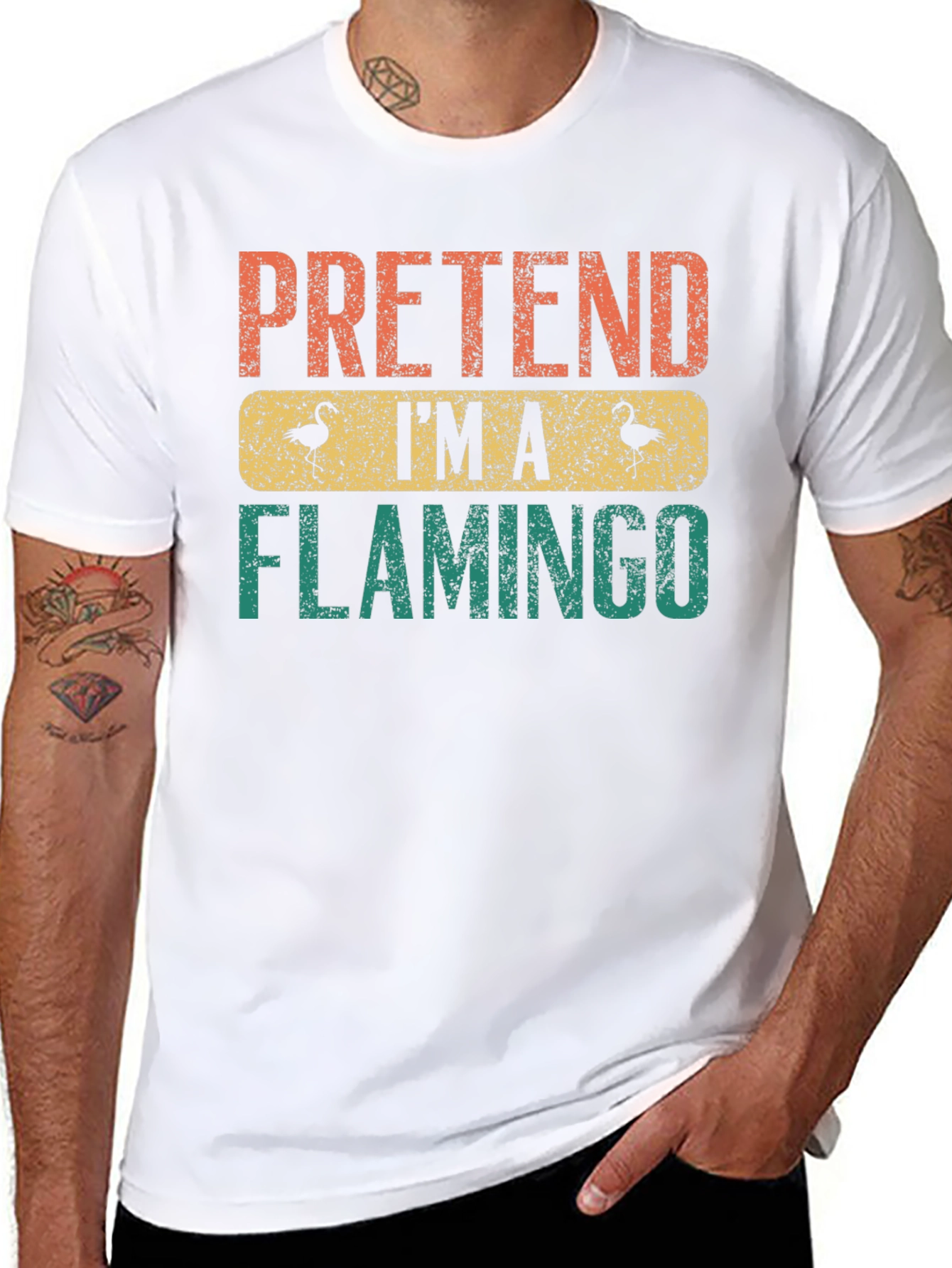 Black Pretend I'm a Flamingo T-Shirt view 8