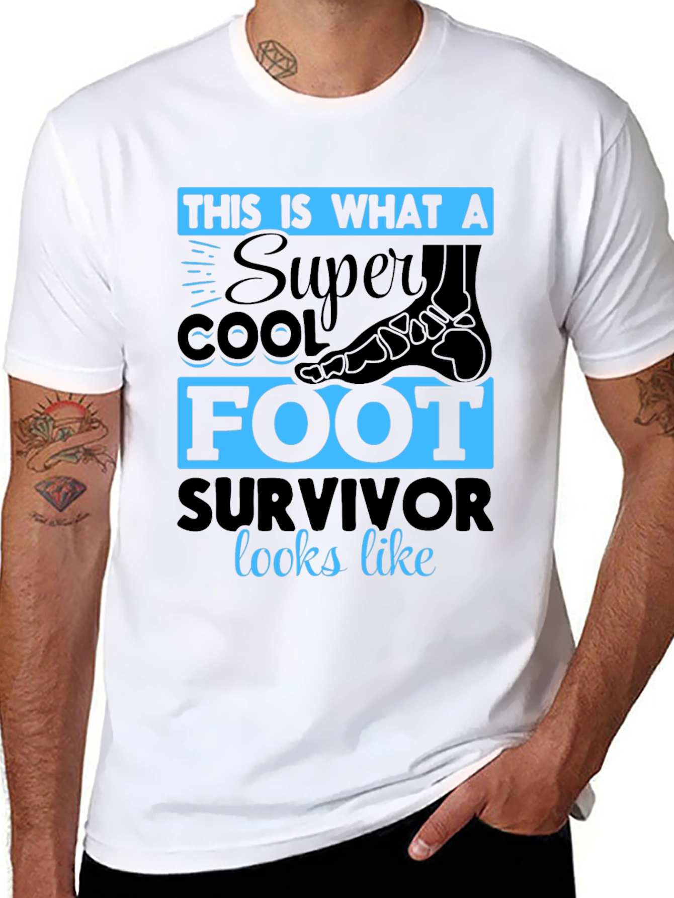 Black Super Cool Foot Survivor T-Shirt view 8