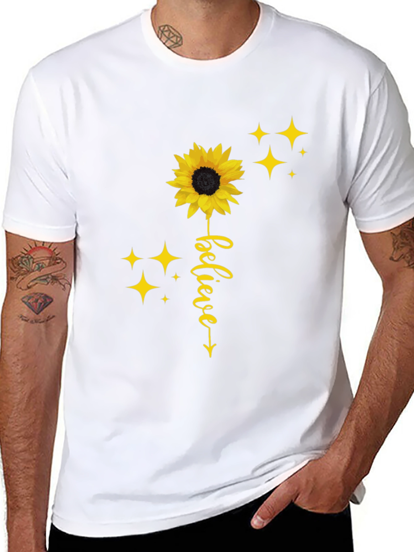 Black Believe Sunflower Graphic Tee - Black view 8
