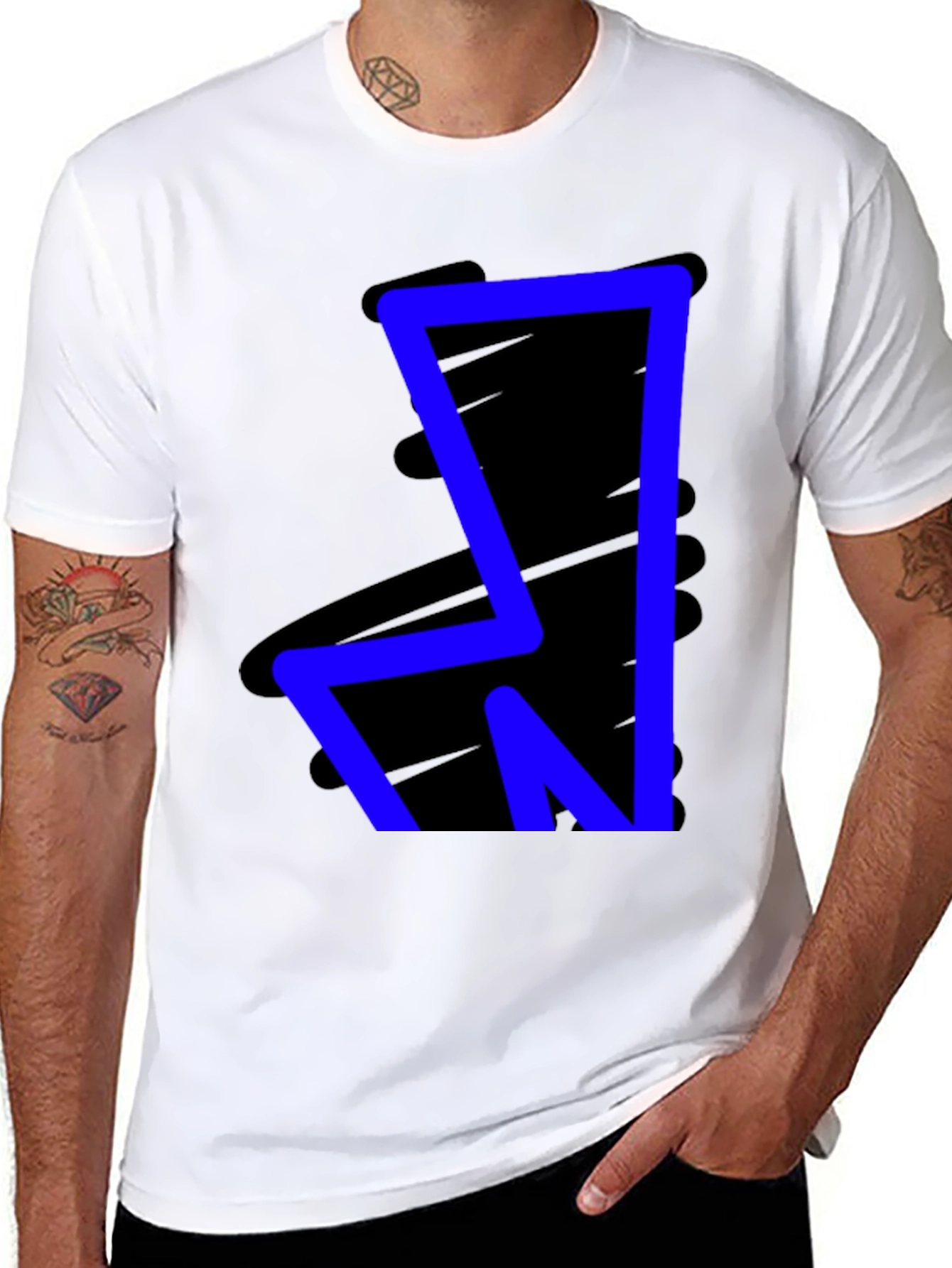 Black Bold Blue Graphic Tee - Modern Style view 8