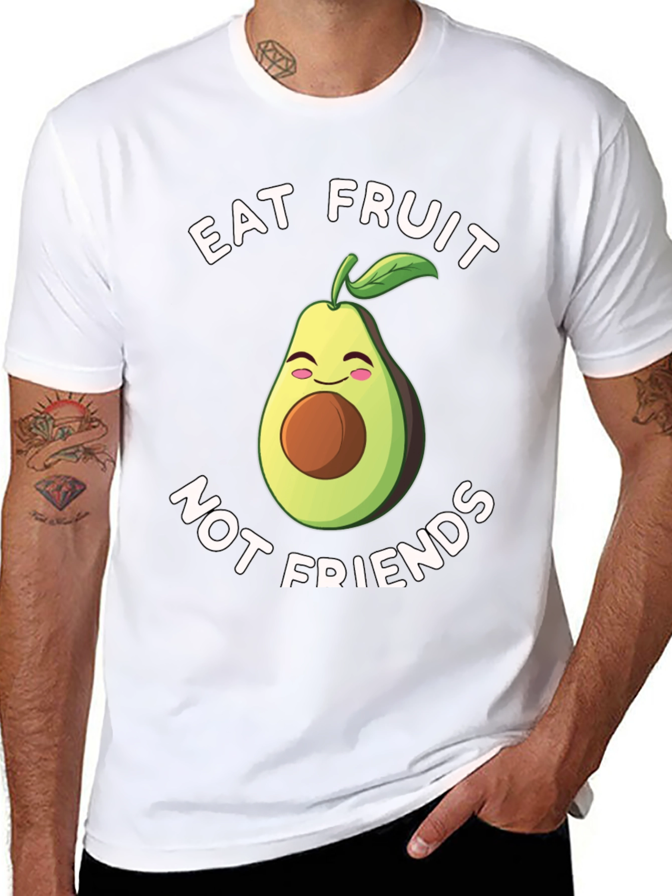 Black Eat Fruit Not Friends Avocado T-Shirt view 8