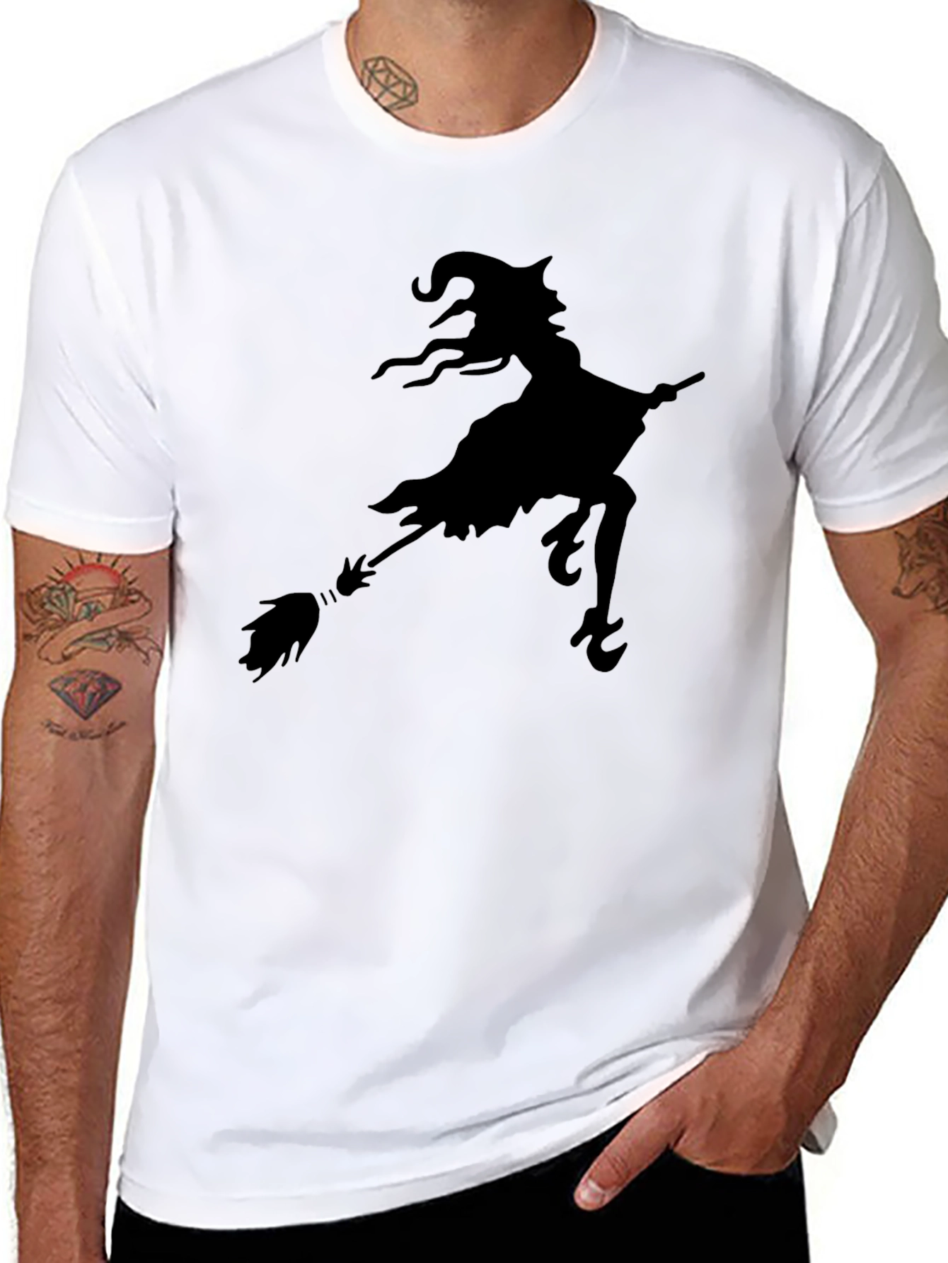 Black Witch Silhouette T-Shirt - Halloween Tee view 8