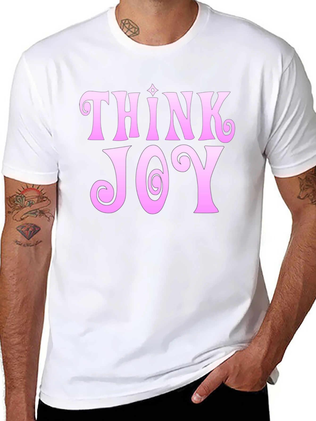 Black Think Joy Graphic Tee - Fun Positive Vibes T-Shirt view 8
