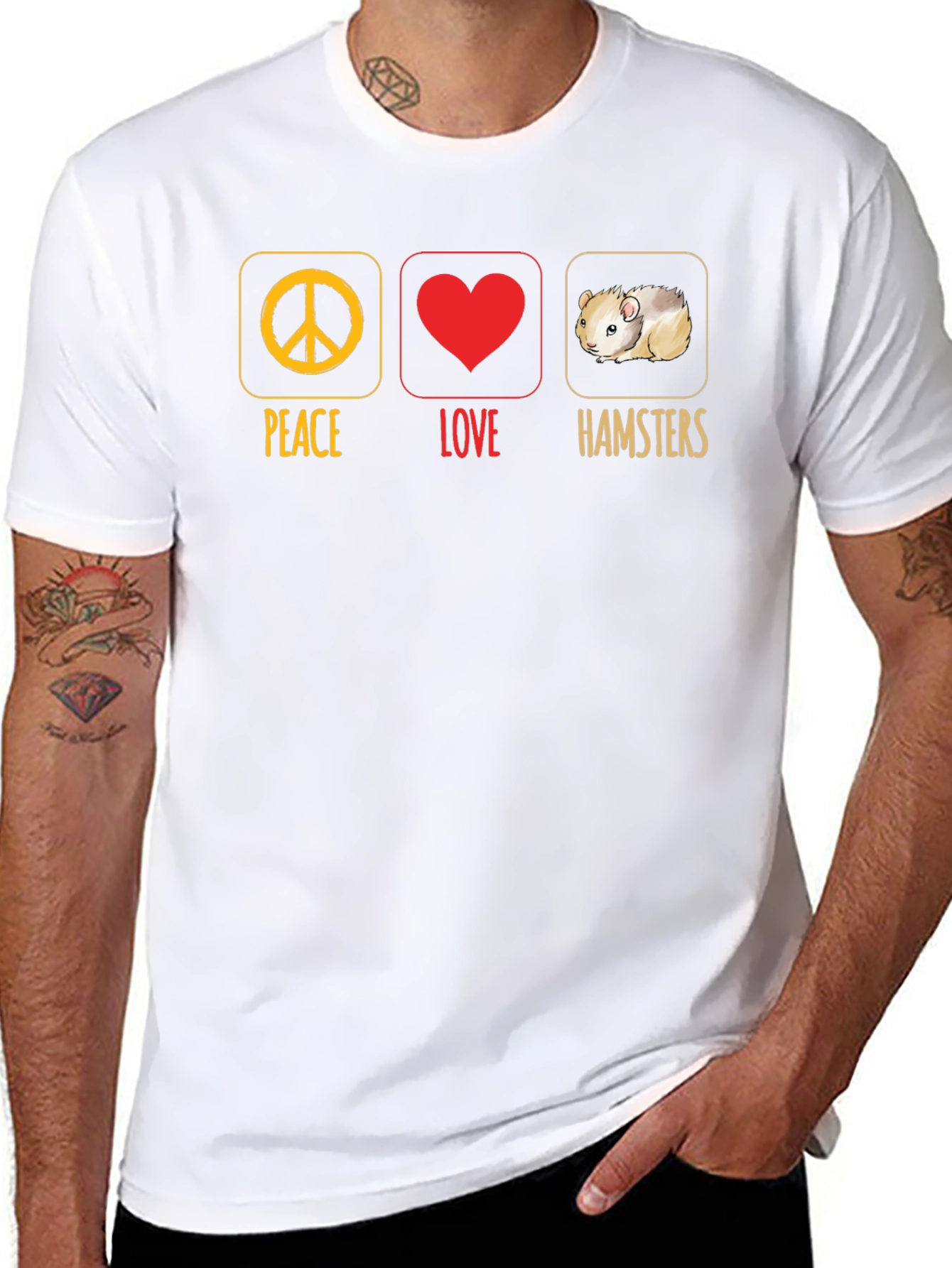 Black Peace Love Hamsters T-Shirt view 8