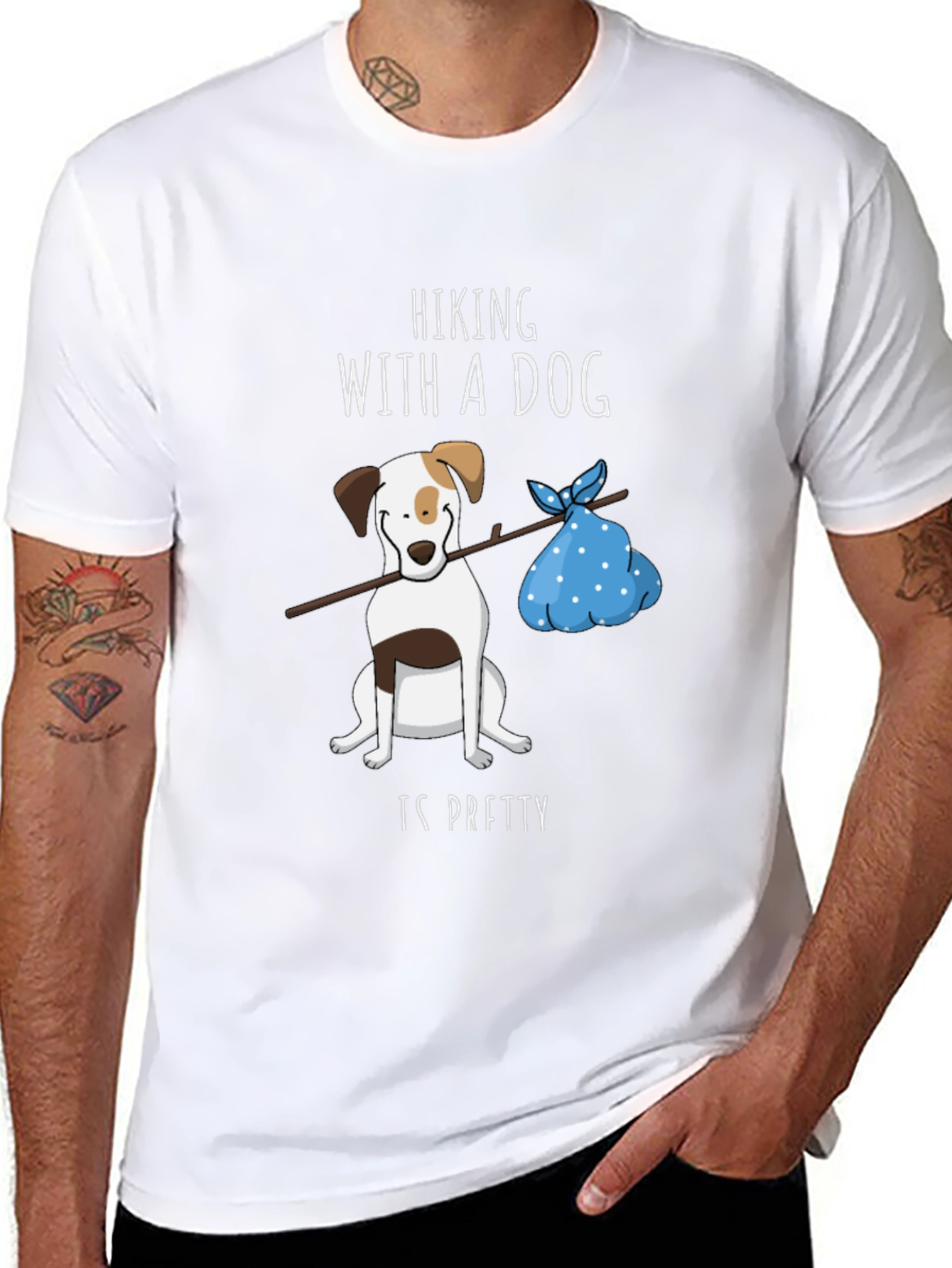 Black Hiking with a Dog Graphic Tee view 8