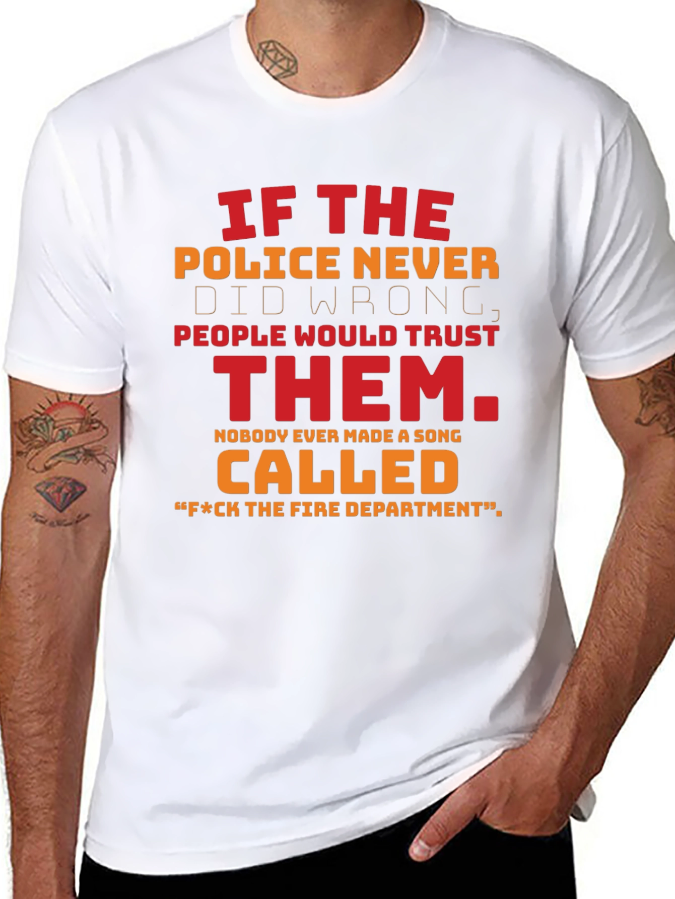 Black Funny Police & Fire Department T-Shirt view 8
