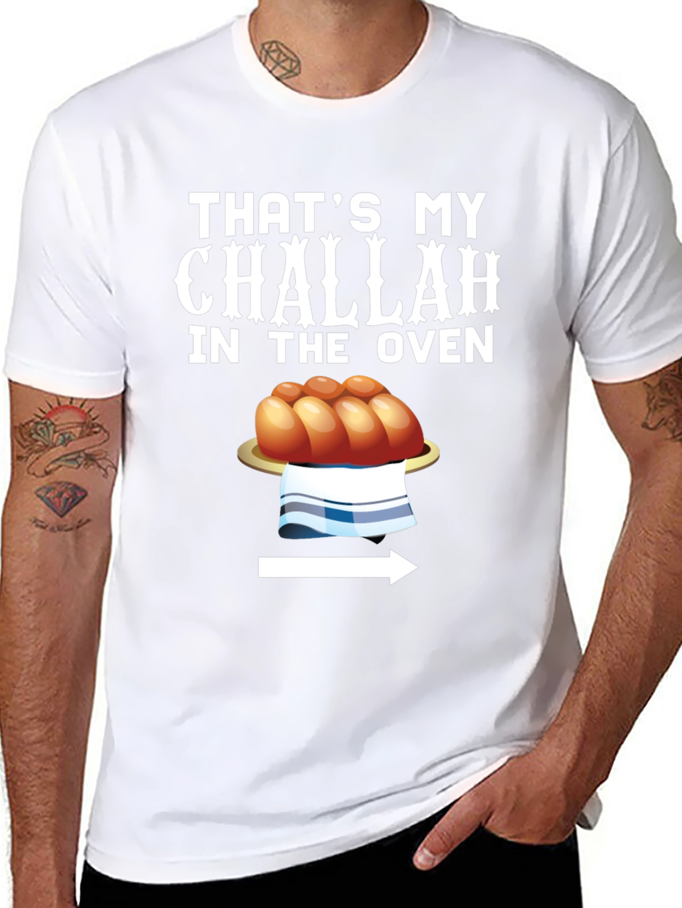Black That's My Challah in the Oven Funny T-Shirt view 8
