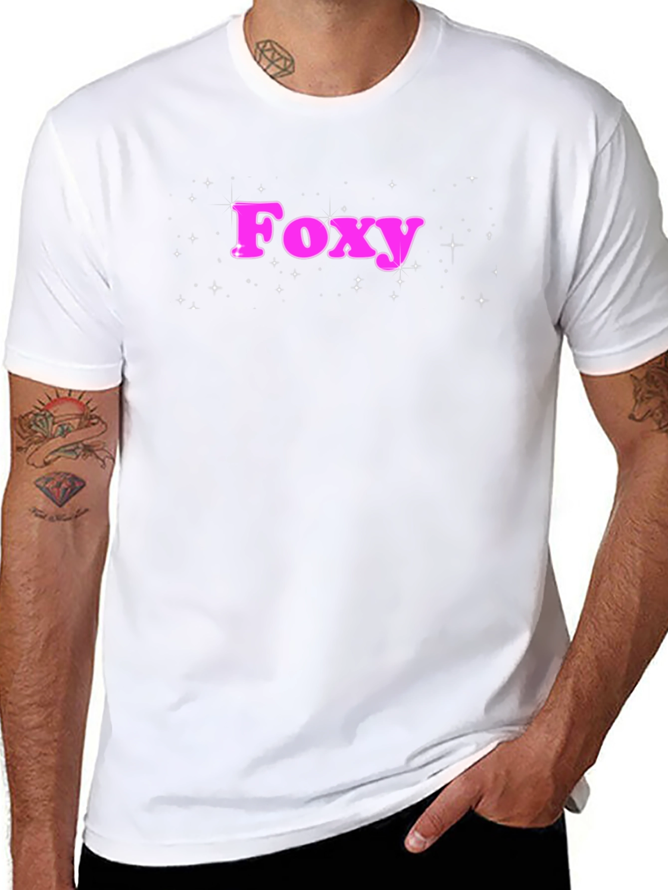 Black Foxy Graphic Tee - Trendy Pink Lettering T-Shirt view 8