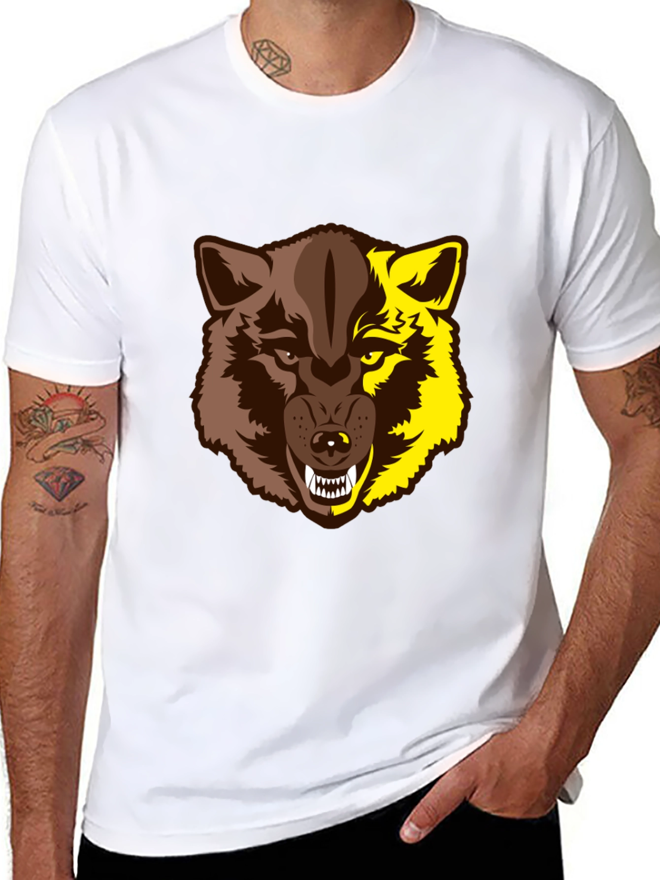 Black Wolf Graphic Tee - Two-Tone Beast Design view 8