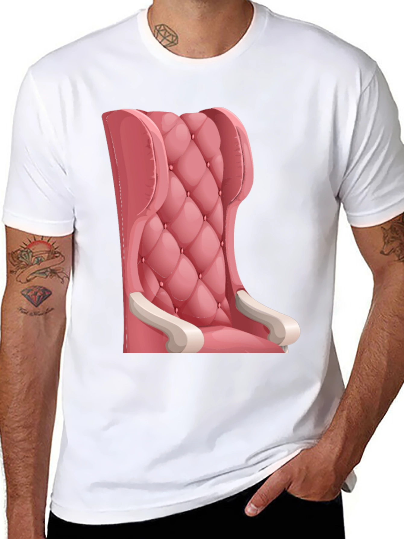 Black Pink Throne T-Shirt: Cartoon Style Tee view 8