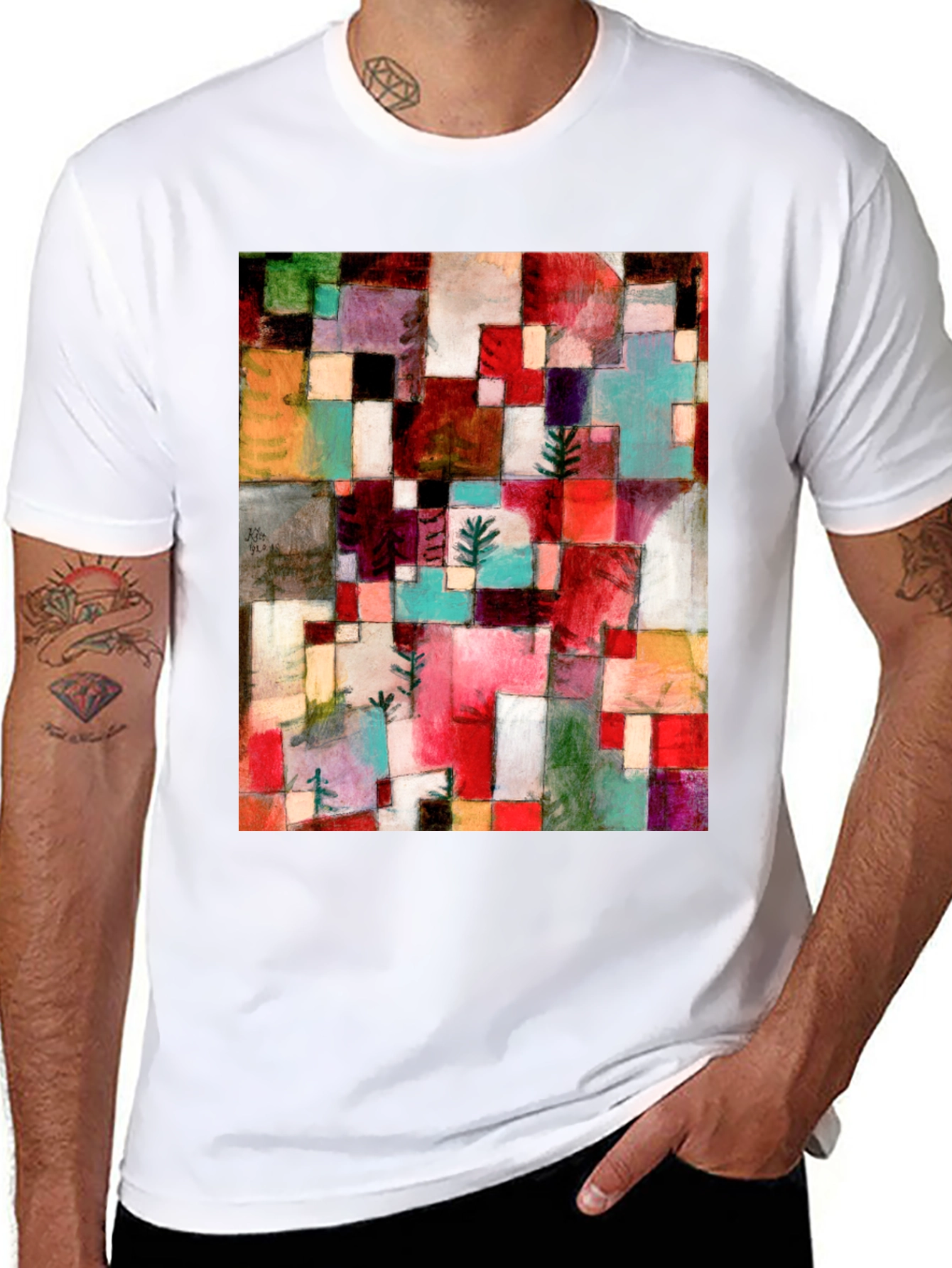 Black Abstract Art T-Shirt: Geometric Design view 8