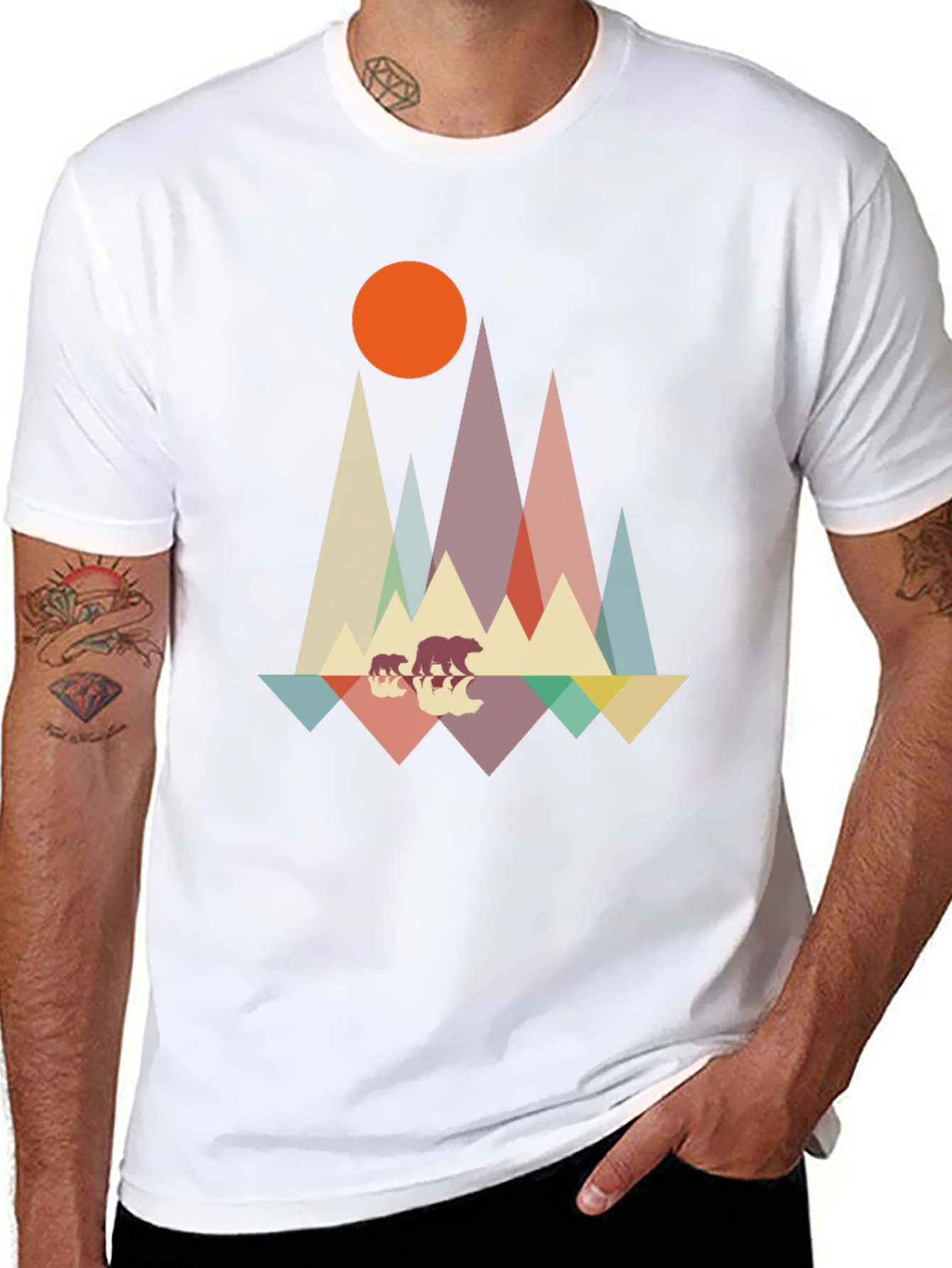 Black Retro Bear Mountain Graphic Tee view 8