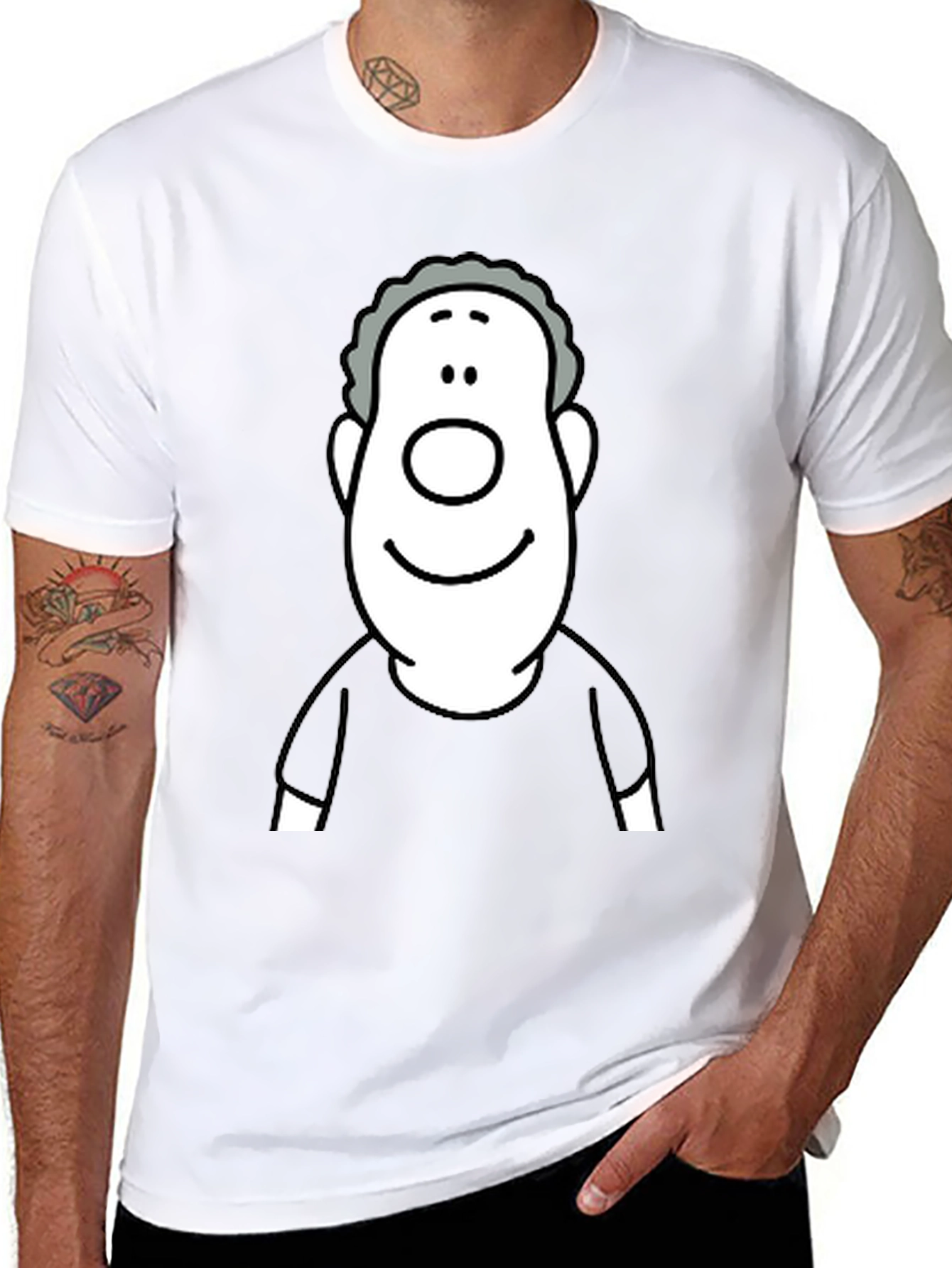 Black Cartoon Face Graphic Black T-Shirt view 8