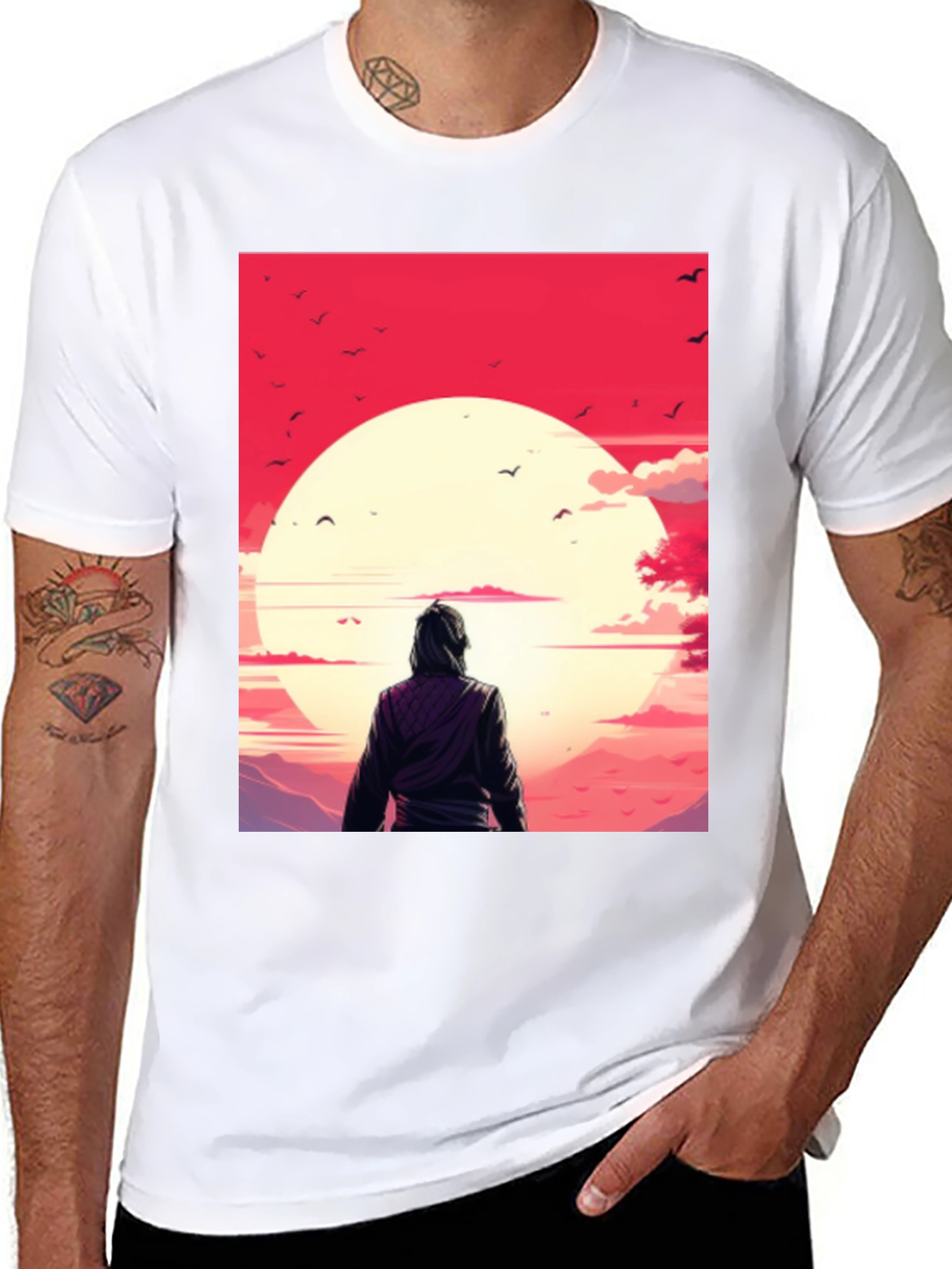 Black Sunset Graphic Tee - Black Casual T-Shirt view 8