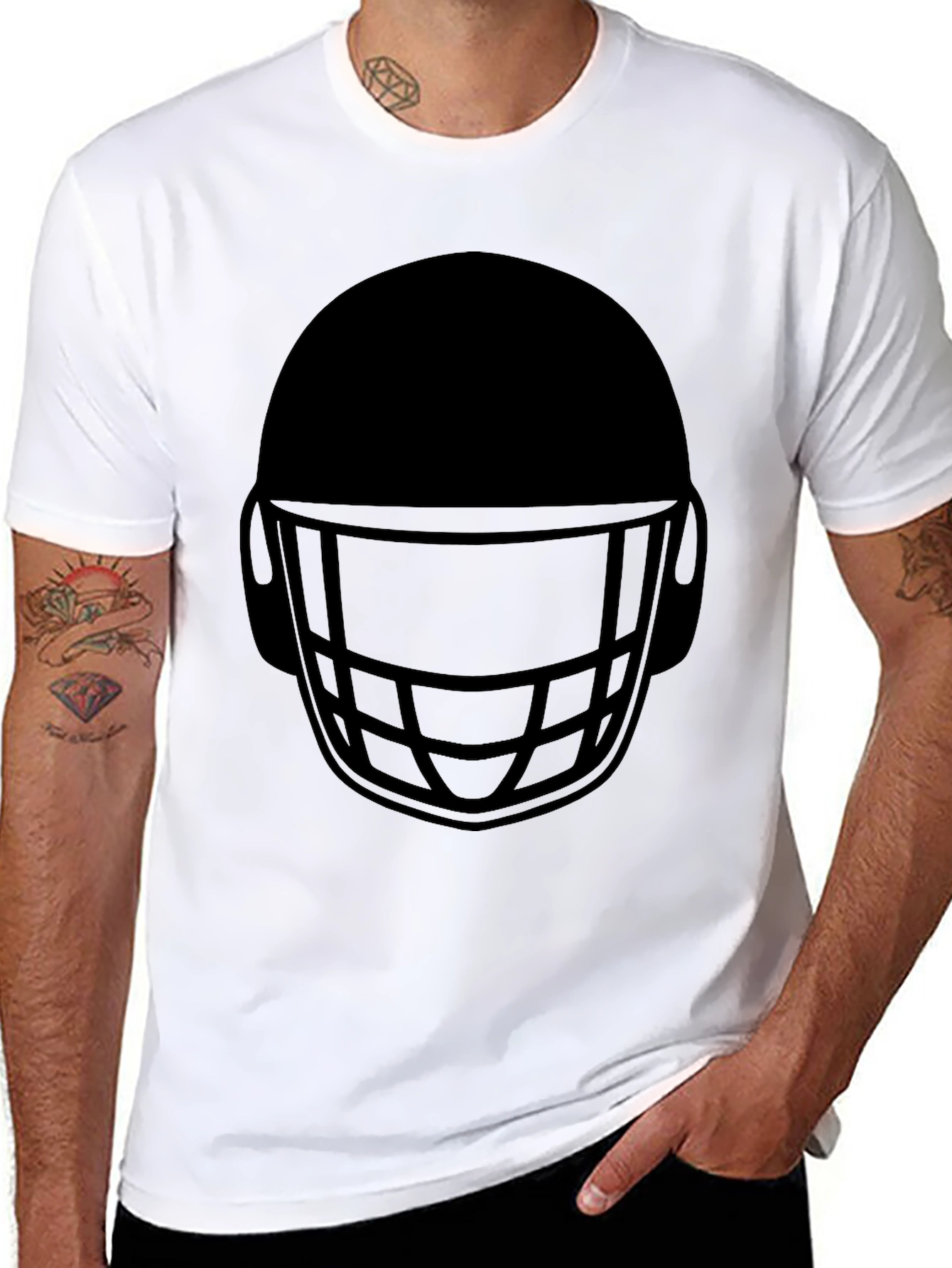 Black Football Helmet Graphic T-Shirt view 8