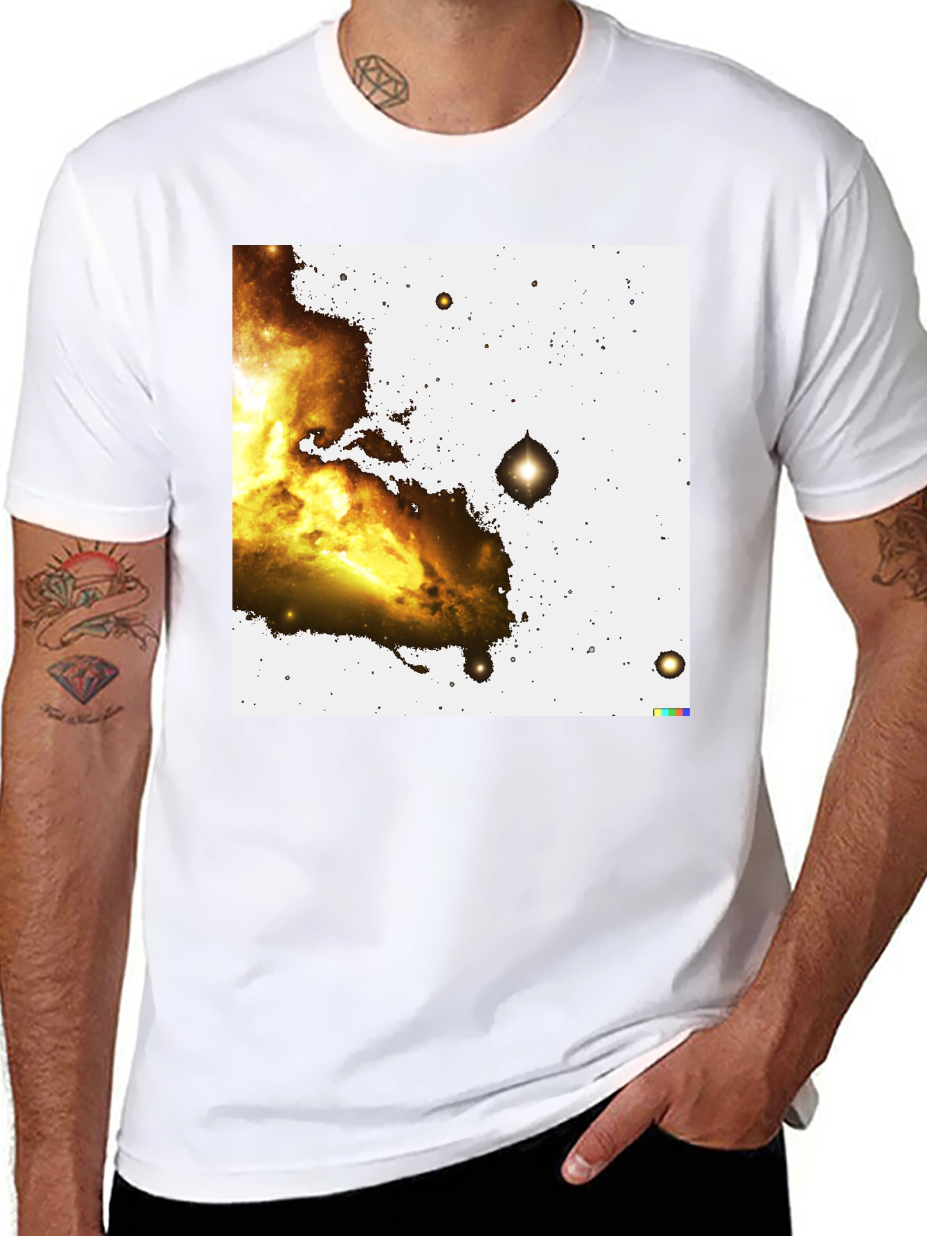 Black Nebula Print Black T-Shirt view 8