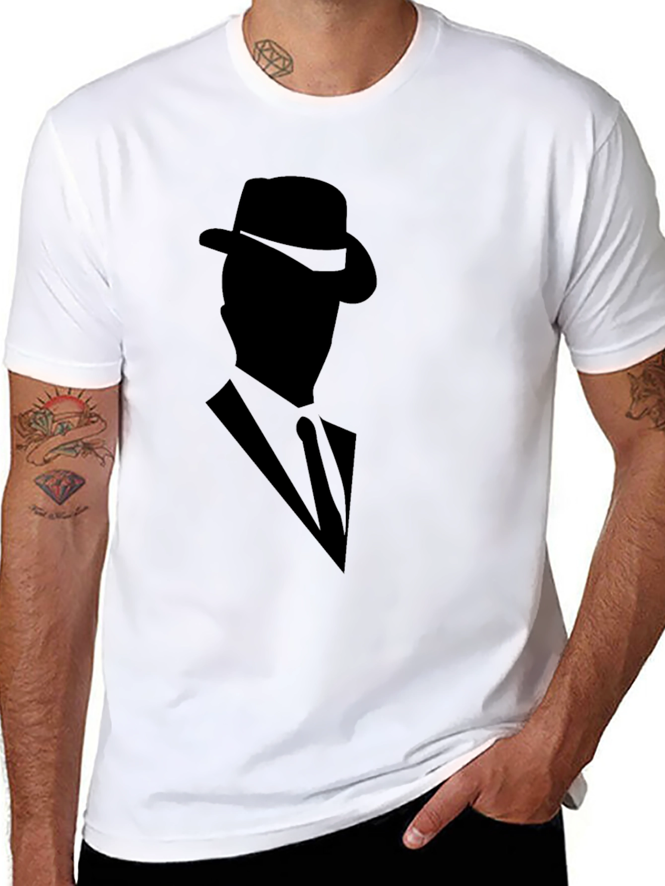 Black Mysterious Man Silhouette T-Shirt view 8