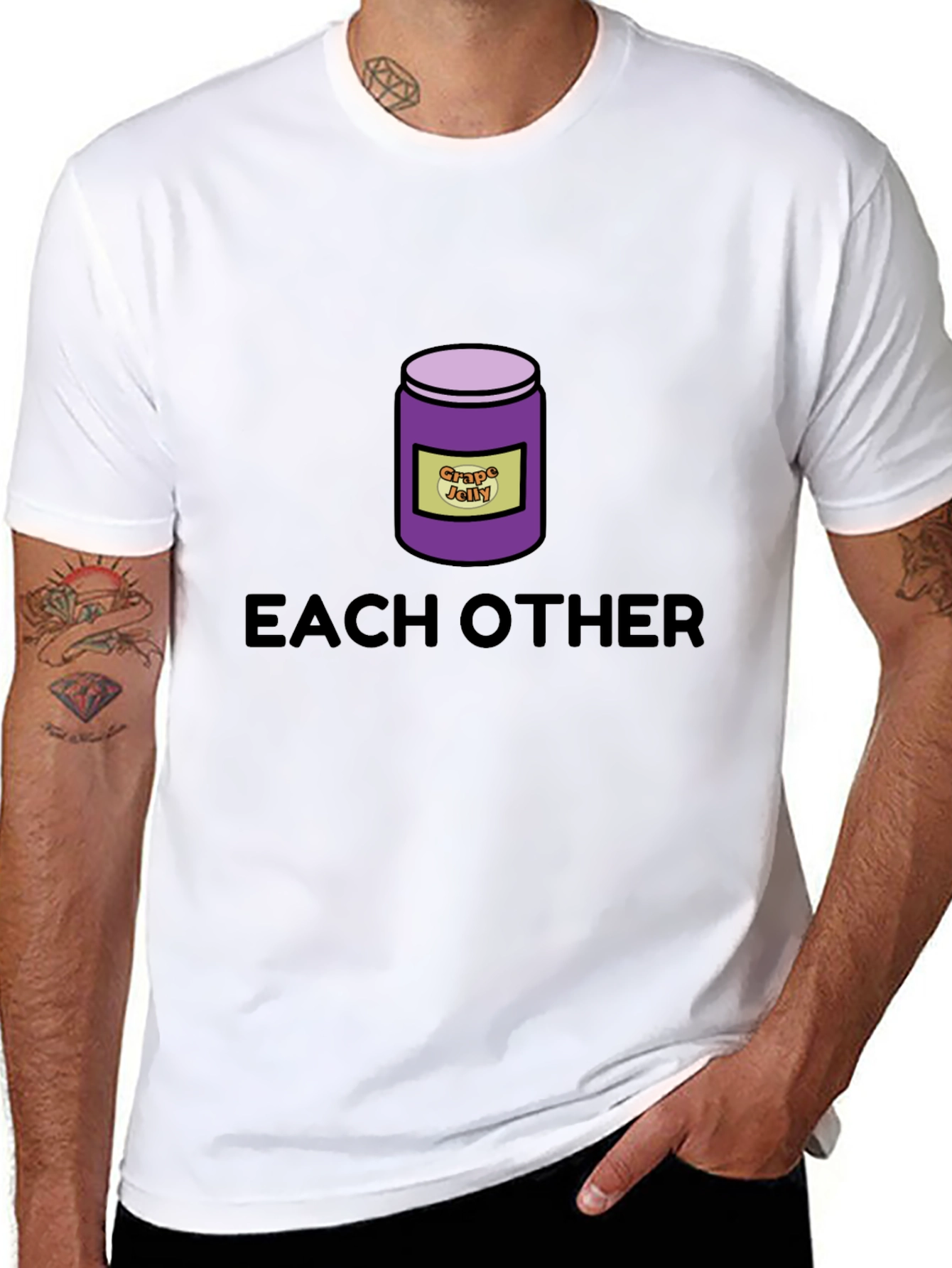 Black Funny "Grape Jelly Each Other" Black Graphic T-Shirt view 8